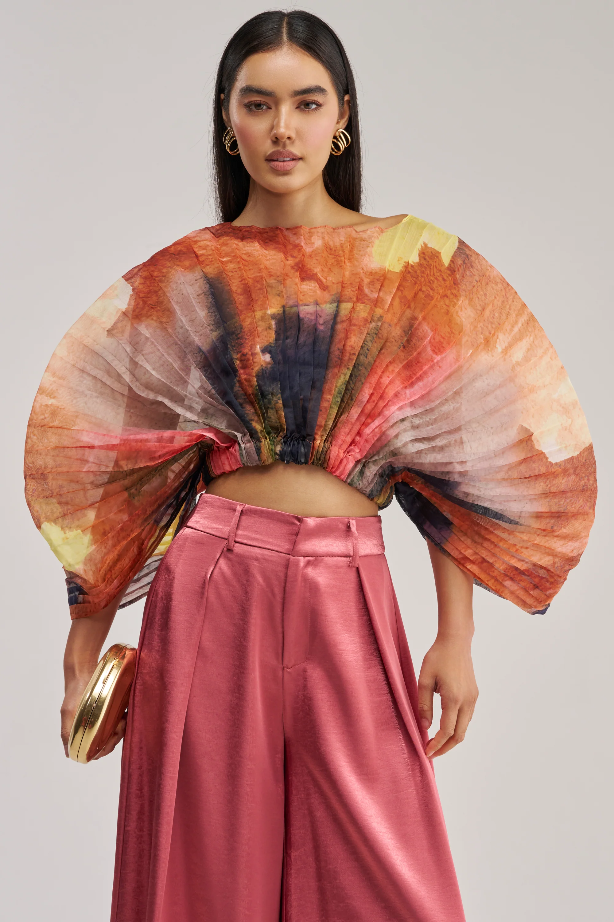 WATERCOLORS CHIFFON FAN TOP - Akira Store
