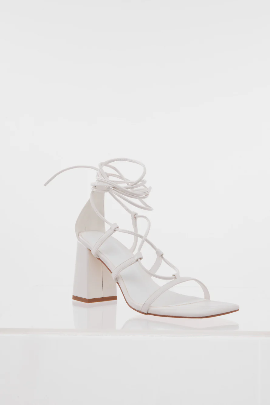 HELLO MOLLY Champagne Bars Heels White PU