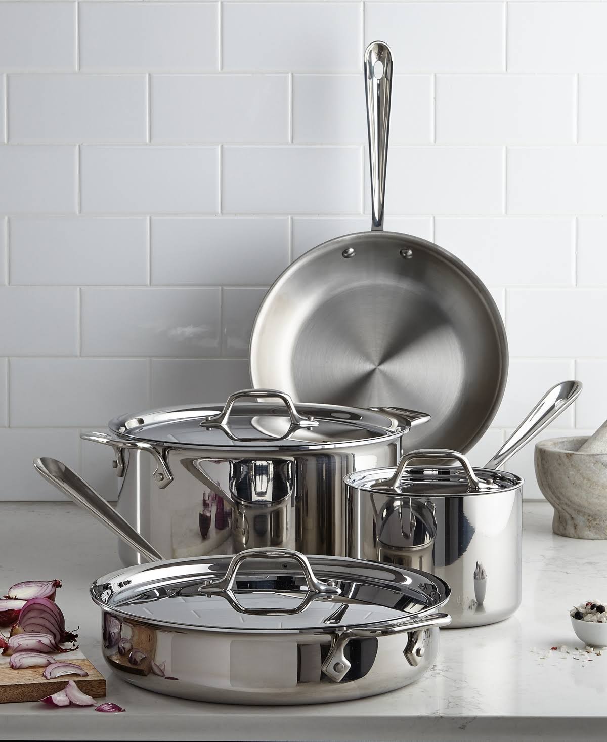 All-Clad Stainless Steel 7 Piece Cookware Set
