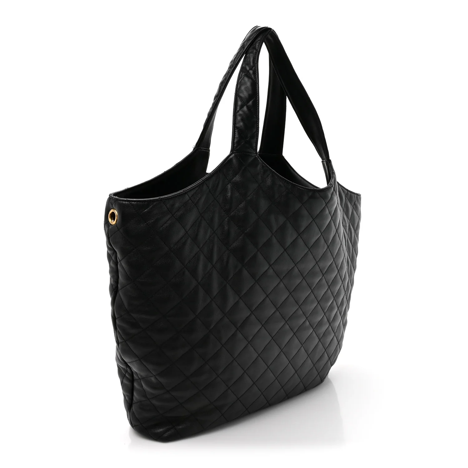Lambskin Quilted Maxi Icare Shopping Tote Black