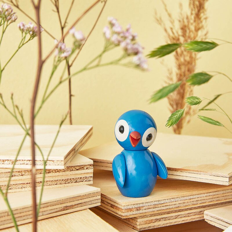 Spring Birds trefigur 6,5 cm lucky light blue