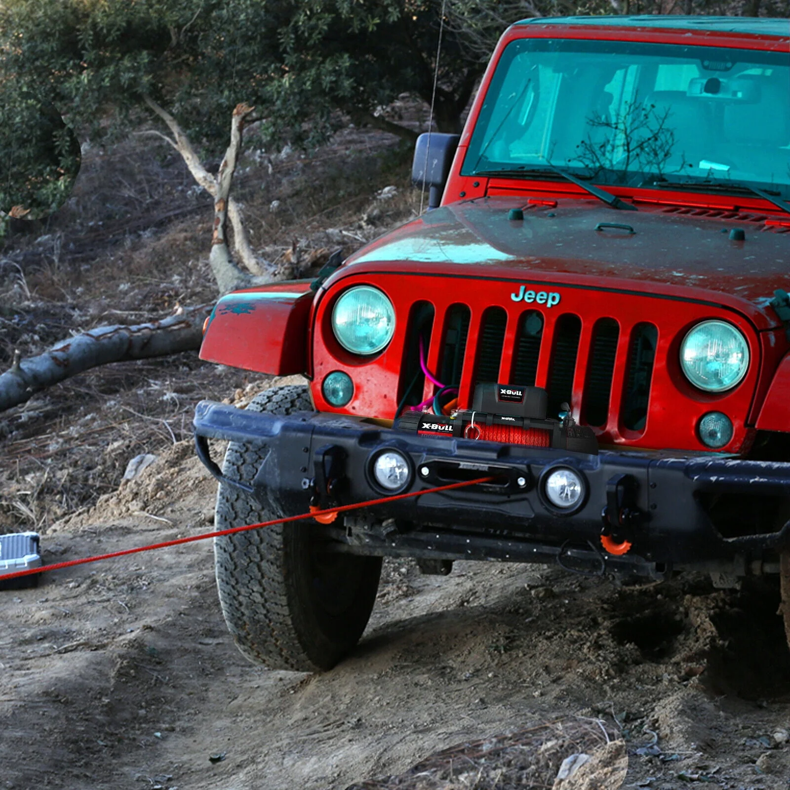 X BULL 10000lb Winch Load Capacity Electric Winch Kit 12V Synthetic Rope Waterproof Electric Winch with Hawse Fairlead with Wireless Handheld Remote and Corded Control Recovery Image 5