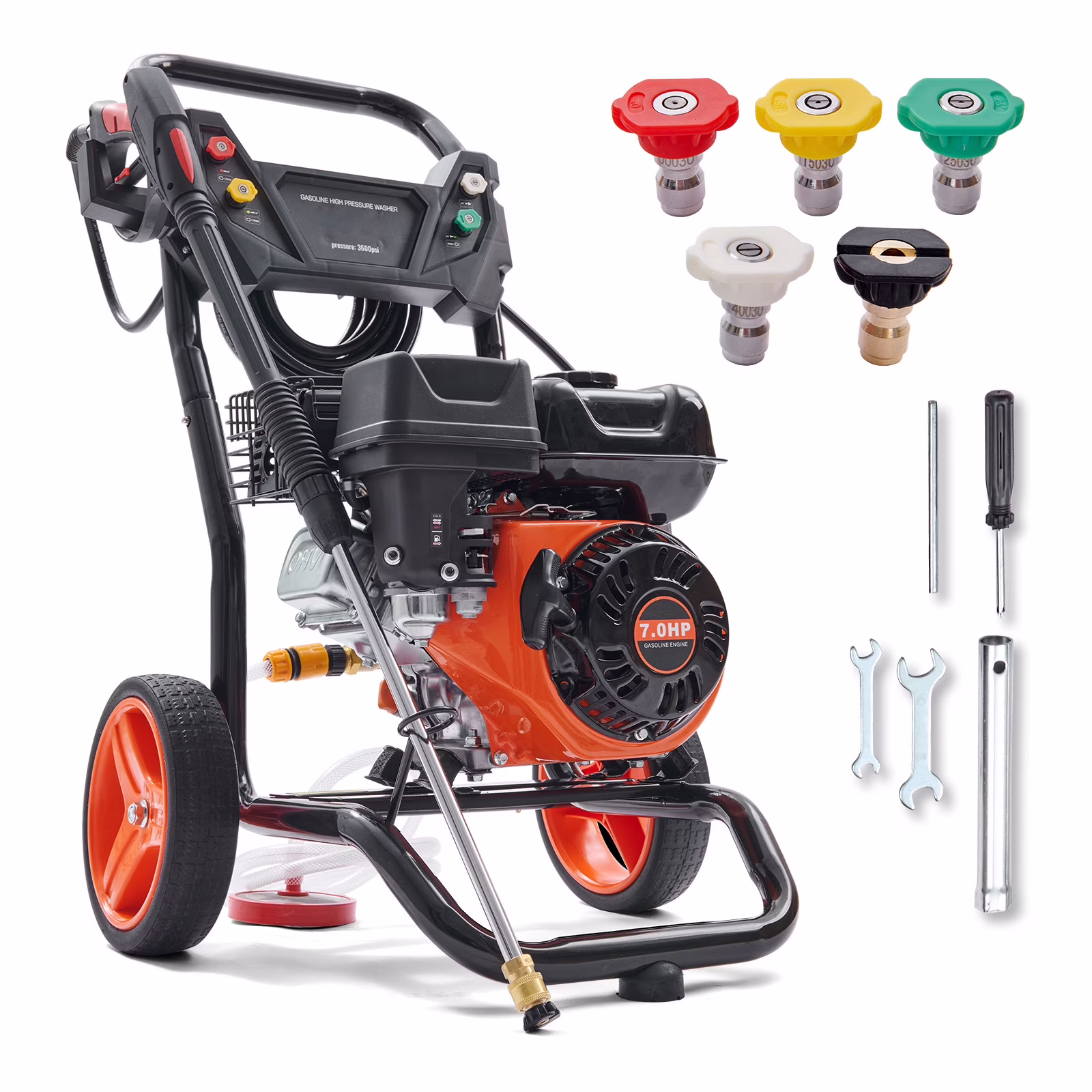 3600 PSI 2 6 GPM Gas Pressure Washer w/26 ft High Pressure Hose 5 Nozzles Gas Powered Washer(3600 psi)