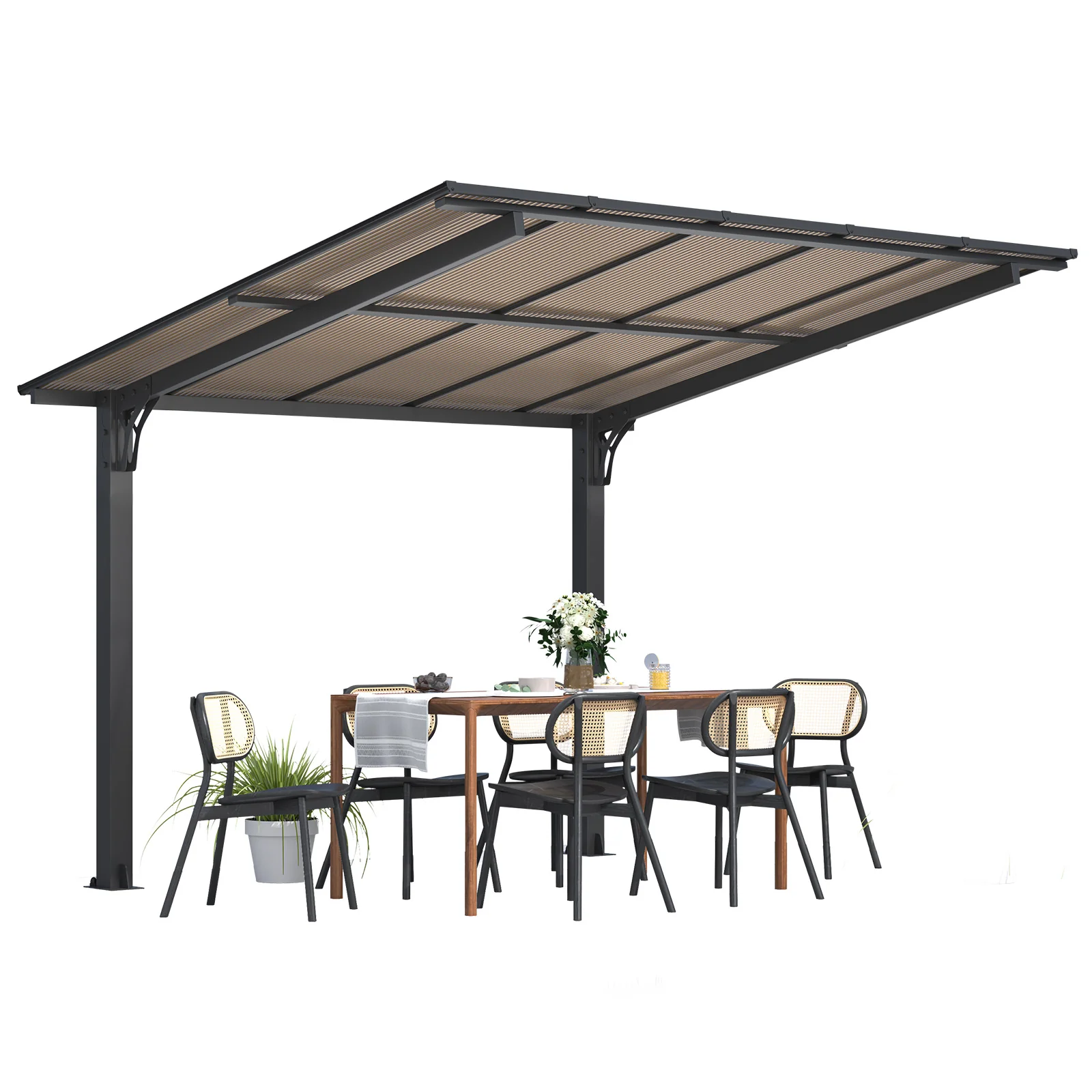 AECOJOY 10' x 8' Gazebo Outdoor Pergola for Patio, 8x10 Freestanding Lean to Hard Top Grill Gazebo