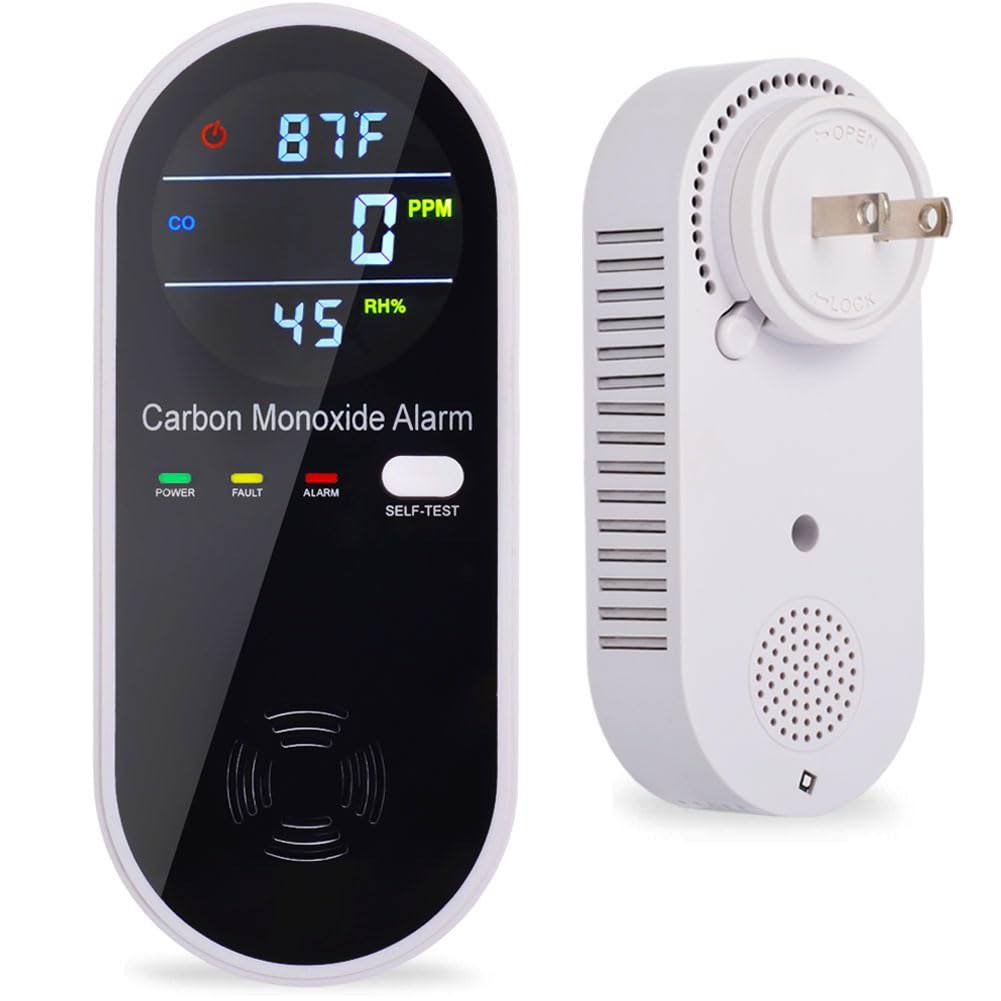 Carbon Monoxide Detector Plug in Wall, WESHLGD Portable Carbon Monoxide Detector for Travel, 3-in-1 Co Detector for Home and Travel Camping(CO Gas