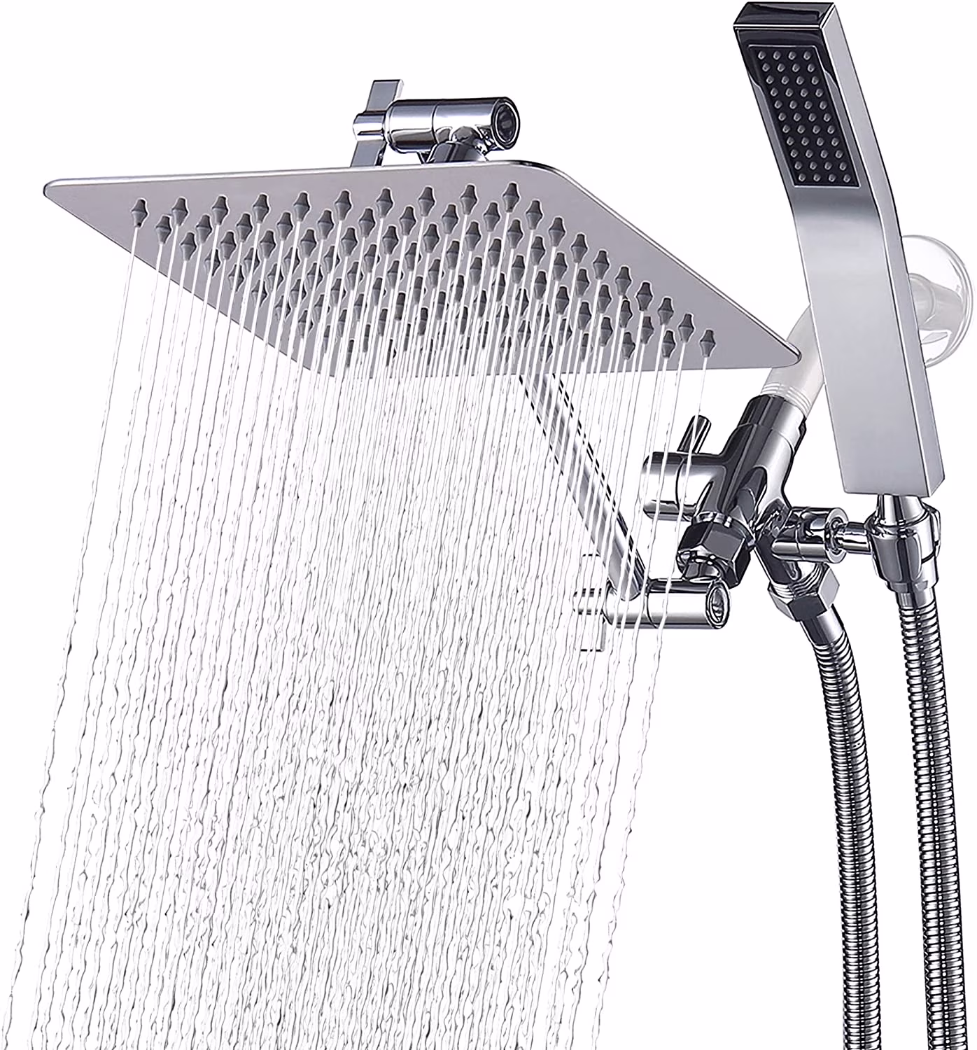 G - Promise All Metal Dual Square Shower Head Combo, 8