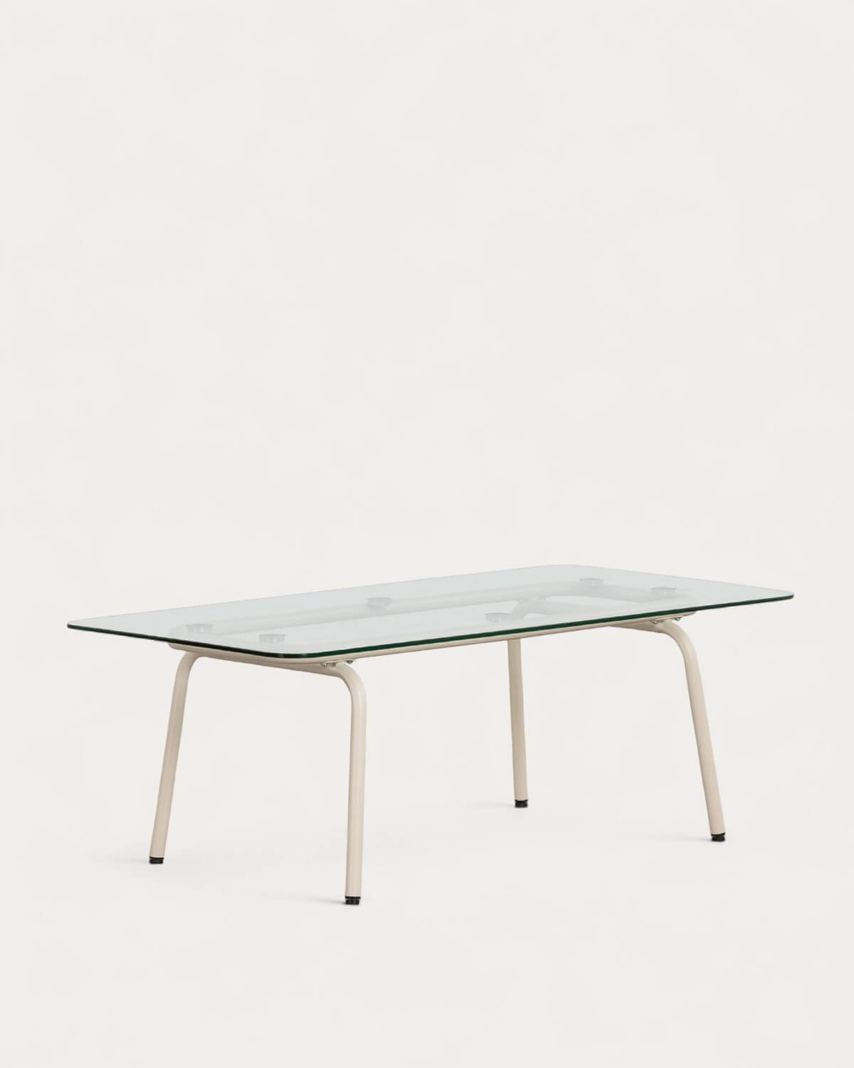 Xoan - Mesa de Centro de Exterior Rectangular de Metal y Cristal Templado (120x56 cm) Xoan