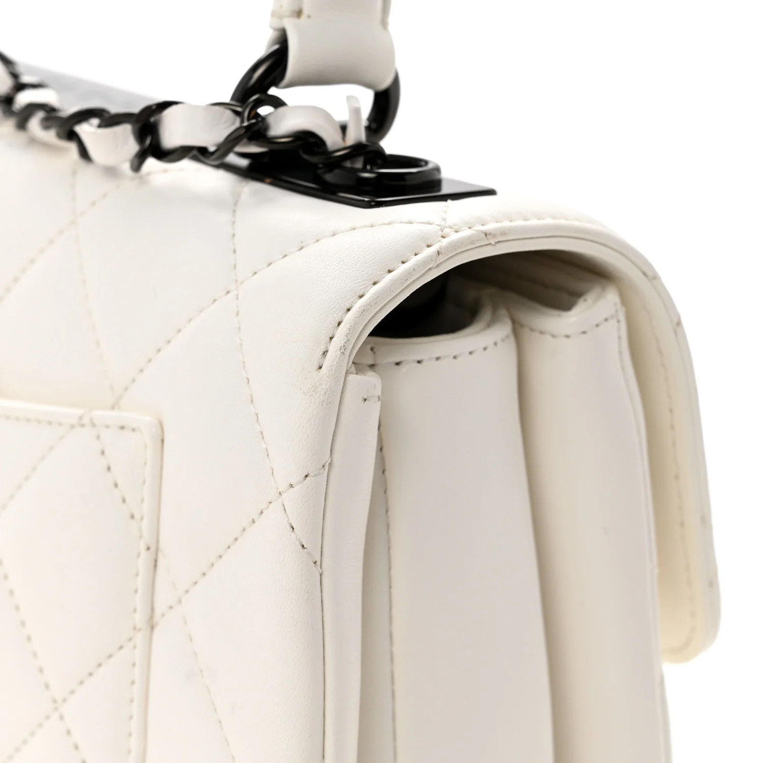 Lambskin Quilted Small Trendy CC Dual Handle Flap Bag White