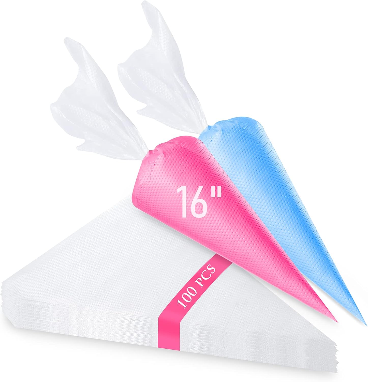 Tamodan Piping Bags 100PCS & 16 Inches Tipless Piping Bags, Extra Thick Pastry Bags Disposable, Non-Slip Icing Piping Bags Disposable Design, Cake Decoration
