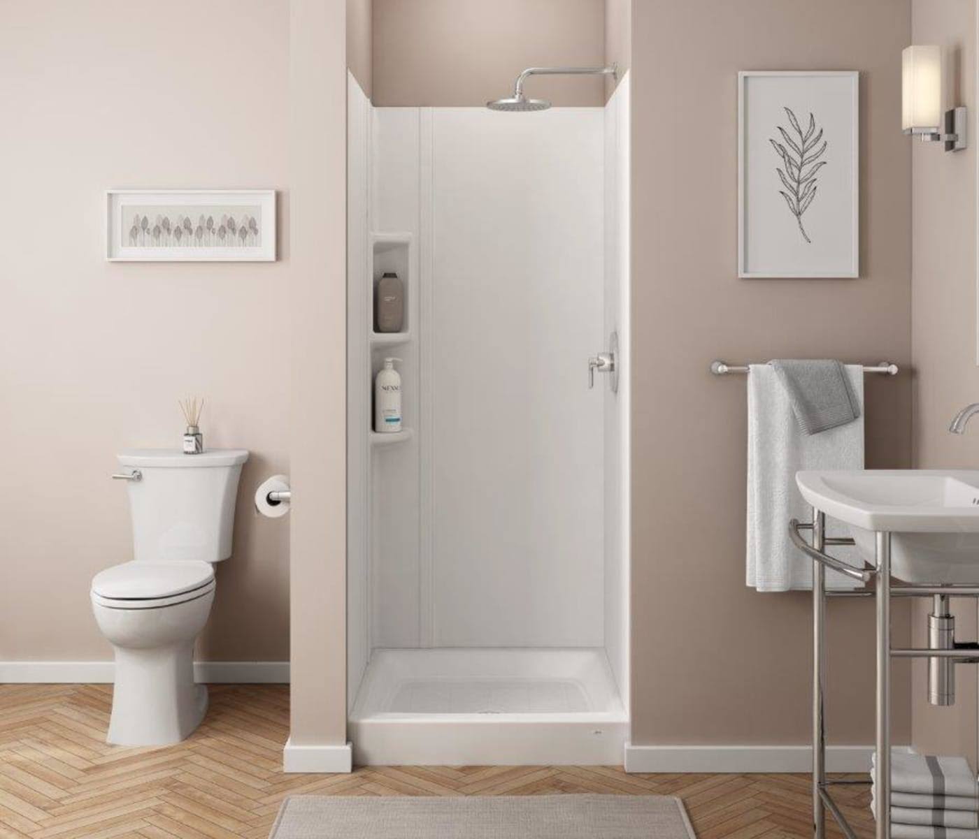 American Standard Mainstream 32-in x 72-in White 4-Piece Shower Panel Kit | 2950SWT32.011-Instock
