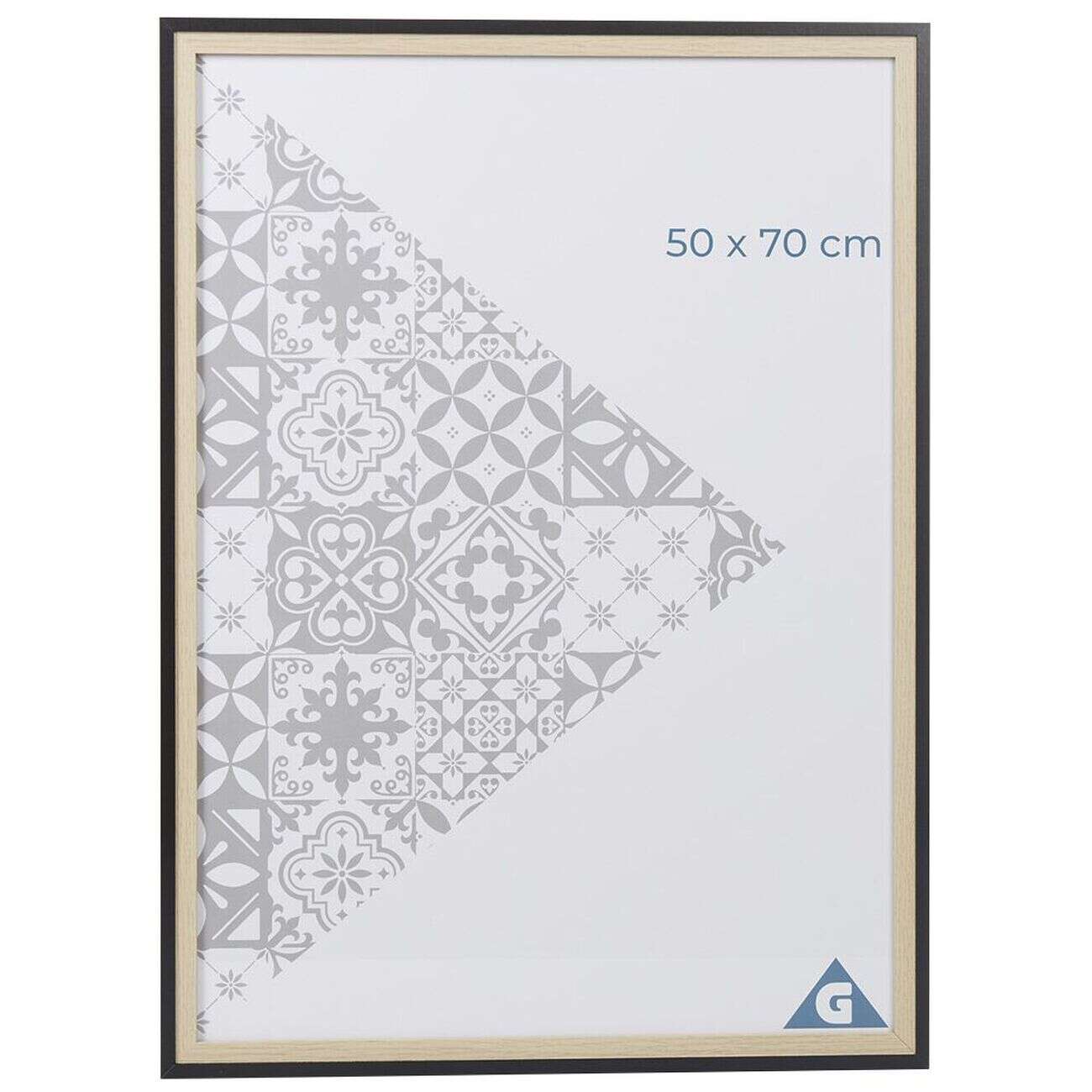 Cadre photo bois naturel et noir 54x74cm pour photo 50x70cm