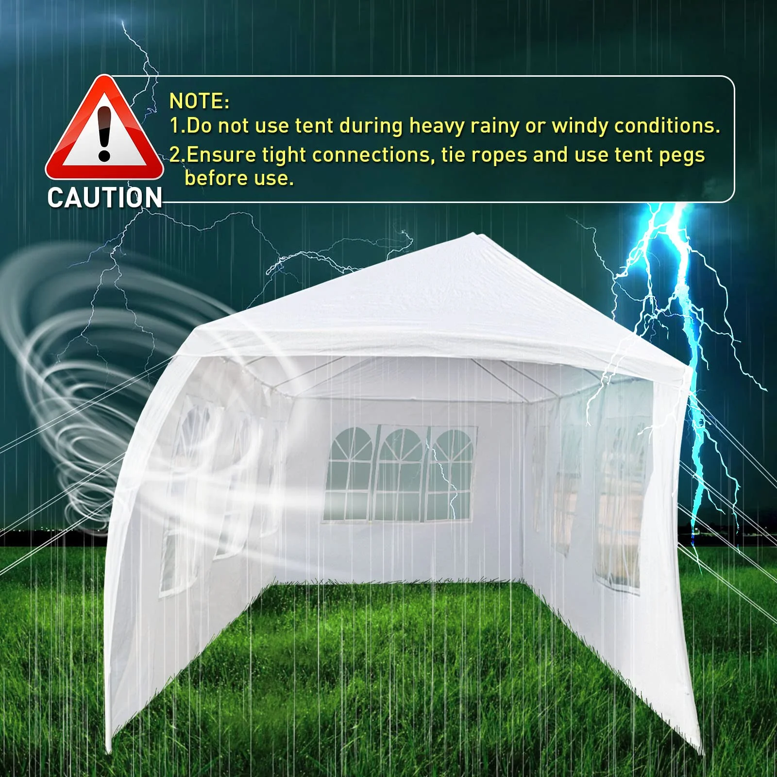 10'x30' Heavy Duty Outside Party Tent, Waterproof Event Tent for Beach Wedding Camping, Durable Outdoor Event Tent for Patio Garden BBQ Shelter, White - Image 6