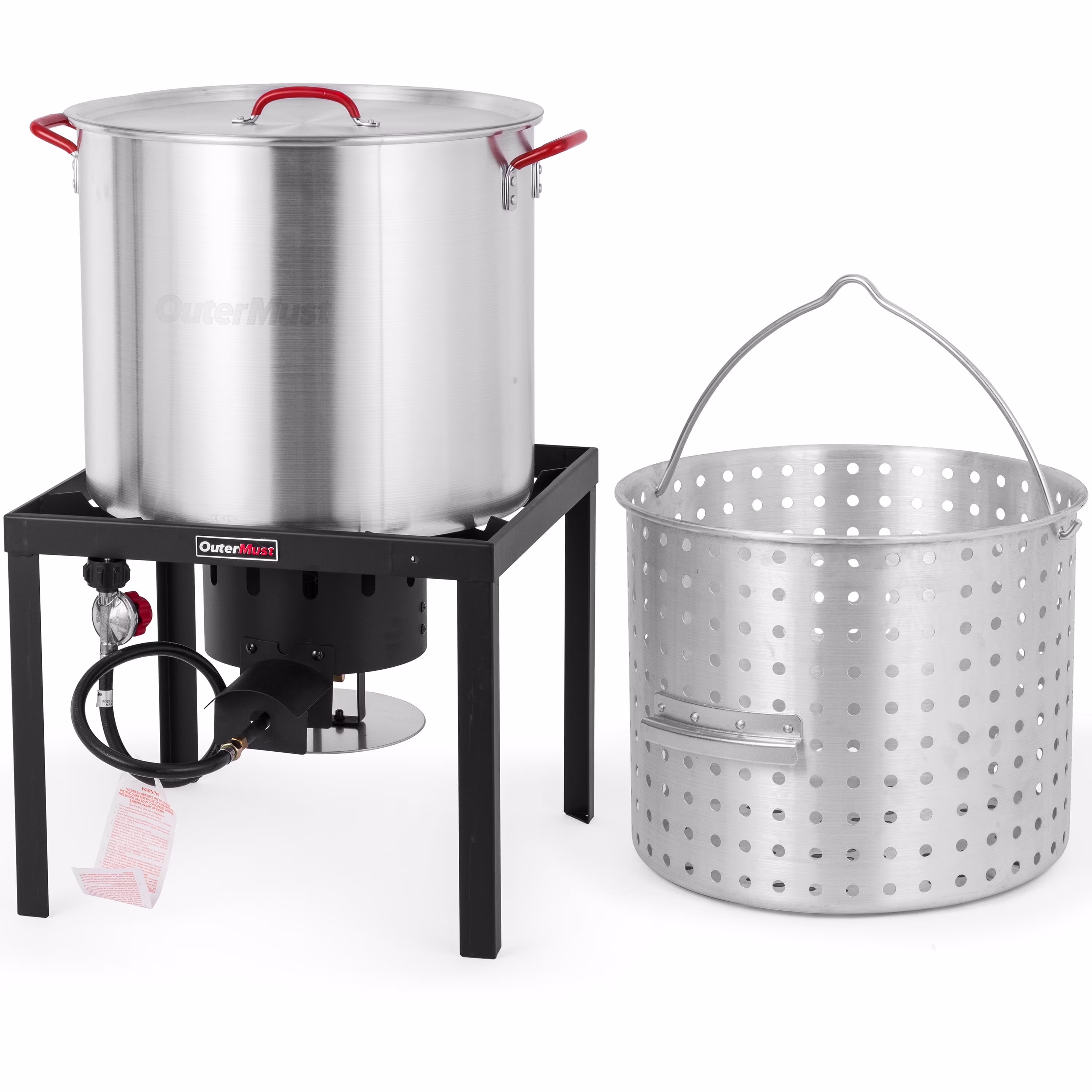 80 Qt. Crawfish Boiler Crab Boil Pot and Burner 110,000 BTU Aluminum Seafood Boil Pot and Burner with 10 PSI Regulator for Cooking(80 qt)