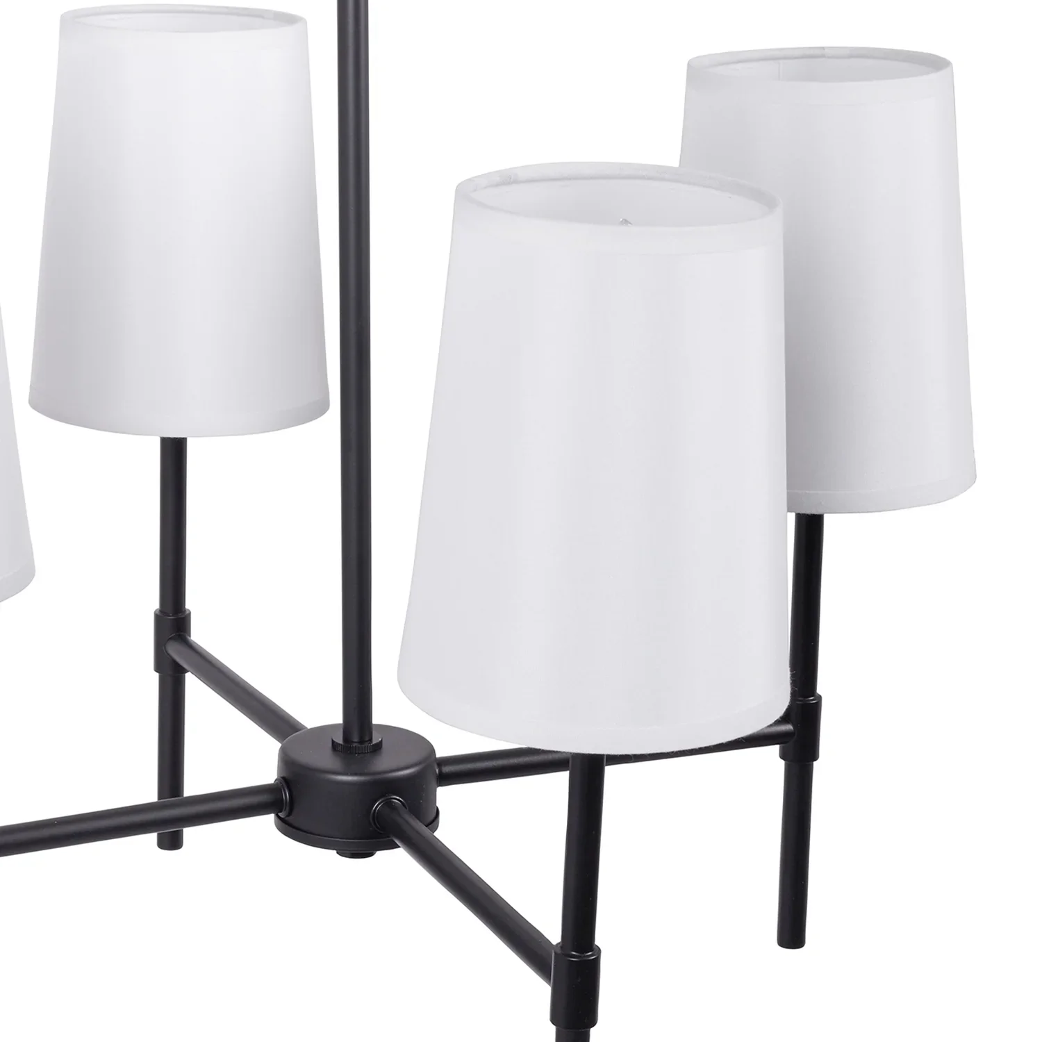 Better Homes & Gardens Meadowood 4-Light Chandelier, Matte Black Finish, White Fabric Shades, LED Bulbs Included