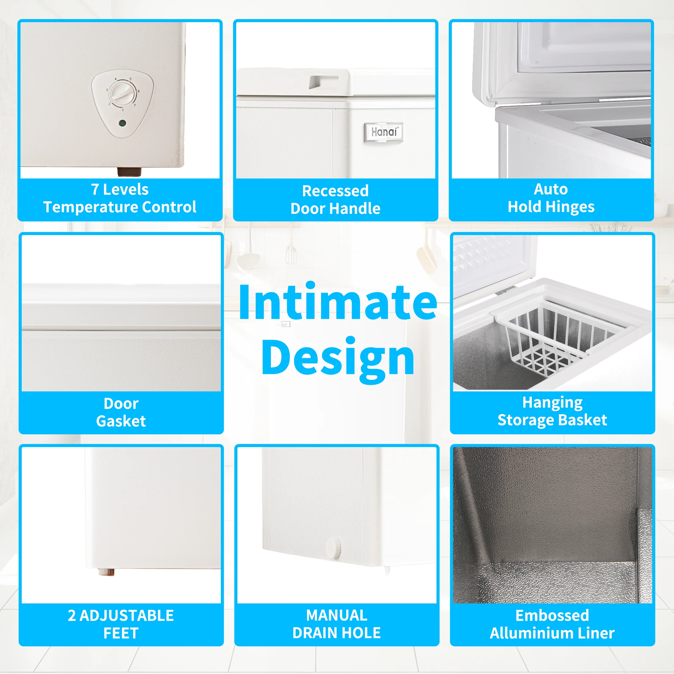 3.5 Cu.ft,Chest Freezer,Deep Freezer,Removable Storage Basket Freezer,White - Image 7