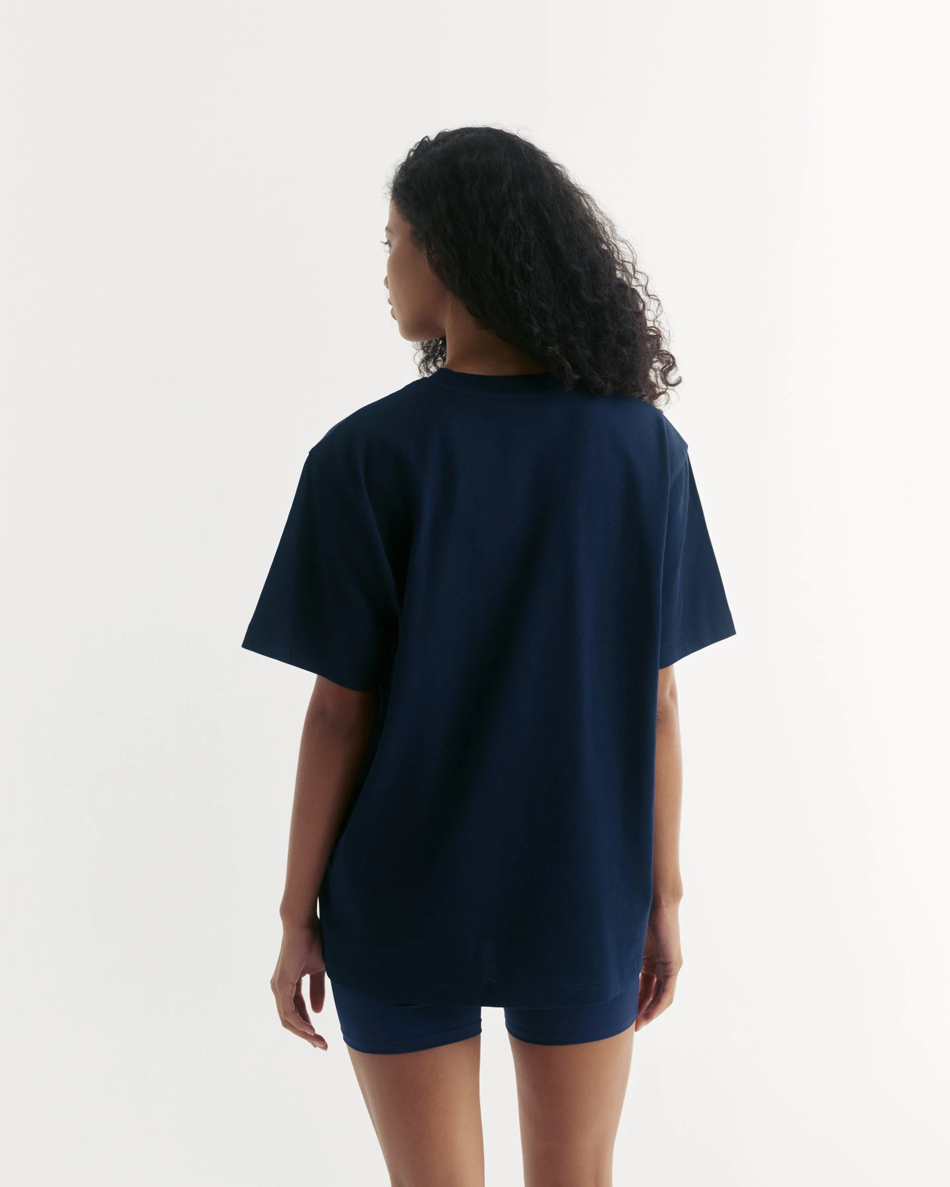 Varsity Short Sleeve Oversized T-shirt - Navy Blue/White