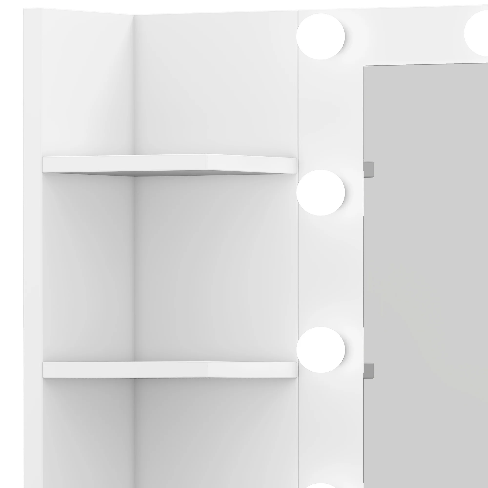 Makeup Vanity Desk with Mirror Lights, Vanity Desk with 4 Drawers Storage Shelves White(White) - Image 9