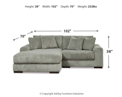 Sofa narożna Lindyn 2-częściowa z fotelem, Fog, duża