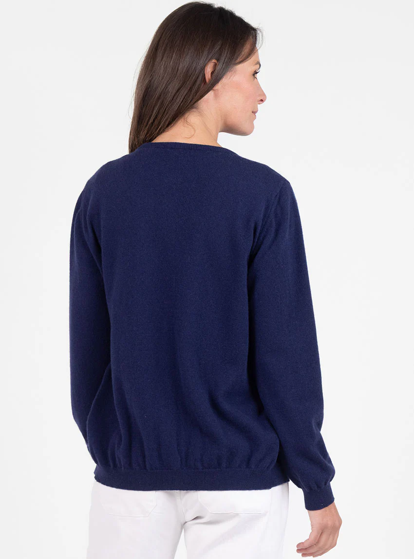 Cardigan femme en cachemire marine chic