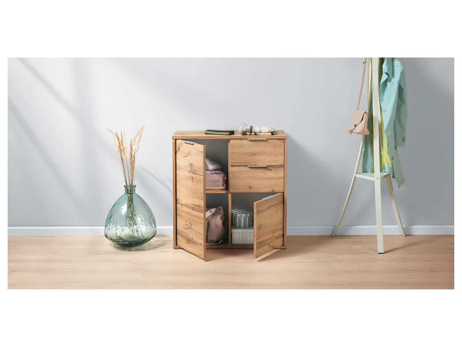 LIVARNO home Commode Verona 2 tiroirs 2 compartiments, 80 x 80 x 35 cm, imitation chne