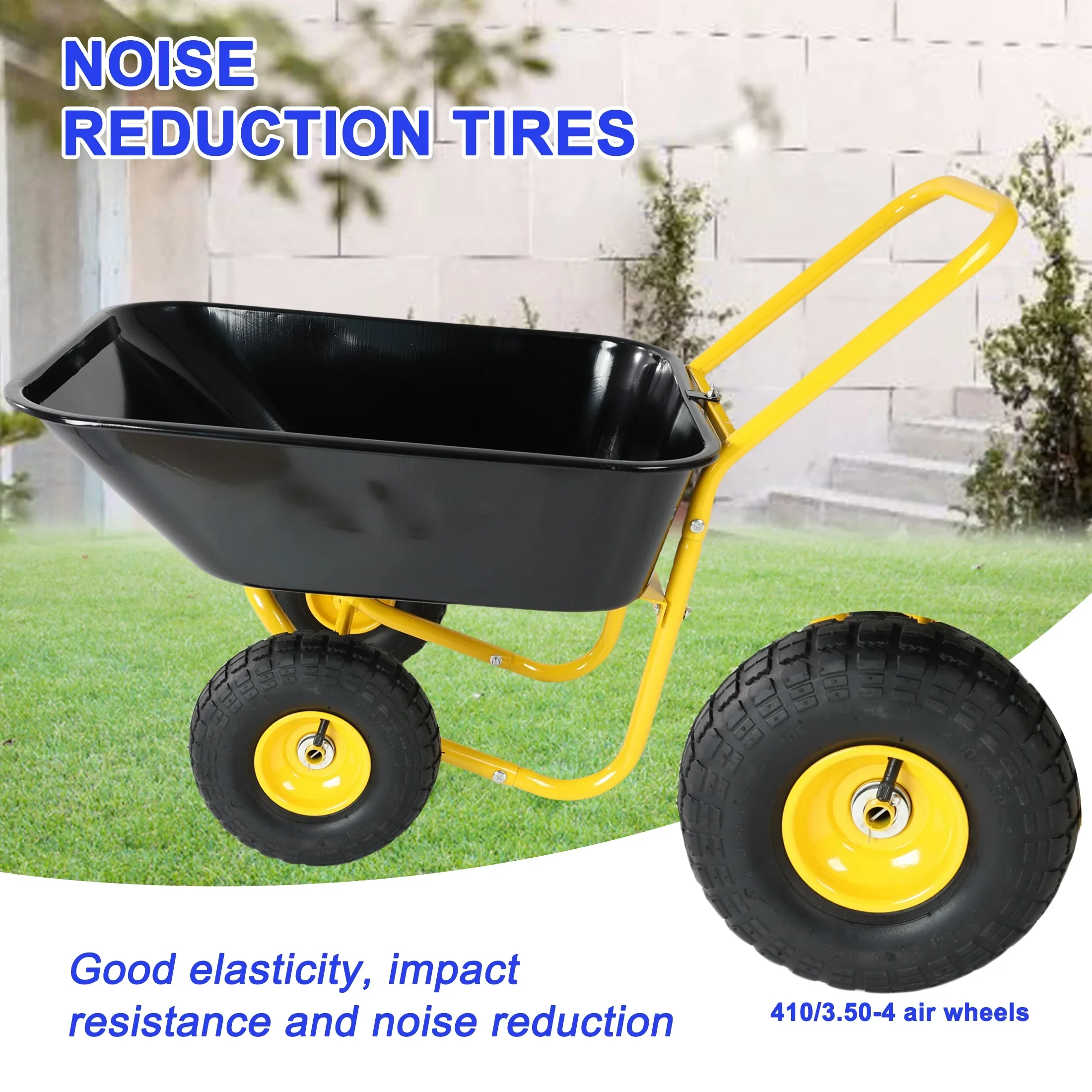Unbranded Garden Cart with 10-Inch Pneumatic Wheels, Yellow and Black