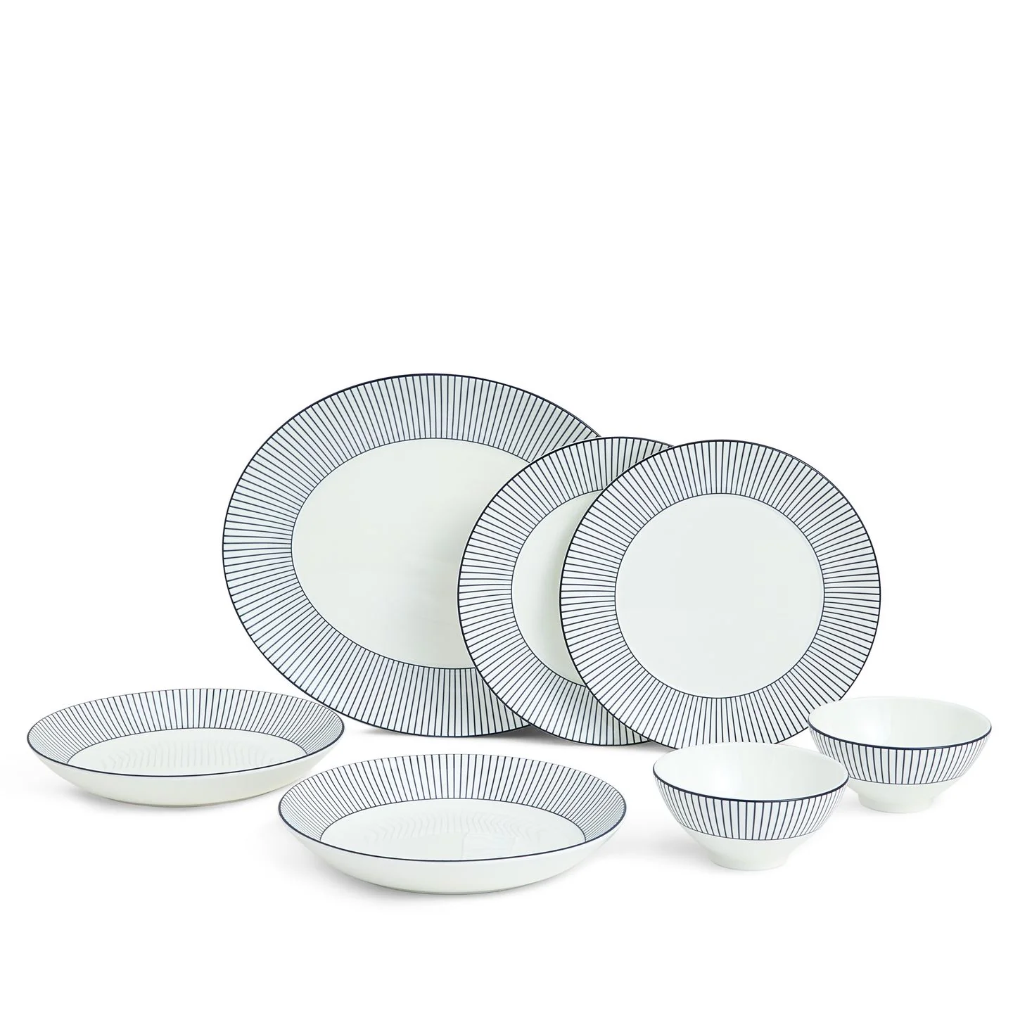 Gio Pinstripe White 7 Piece Set