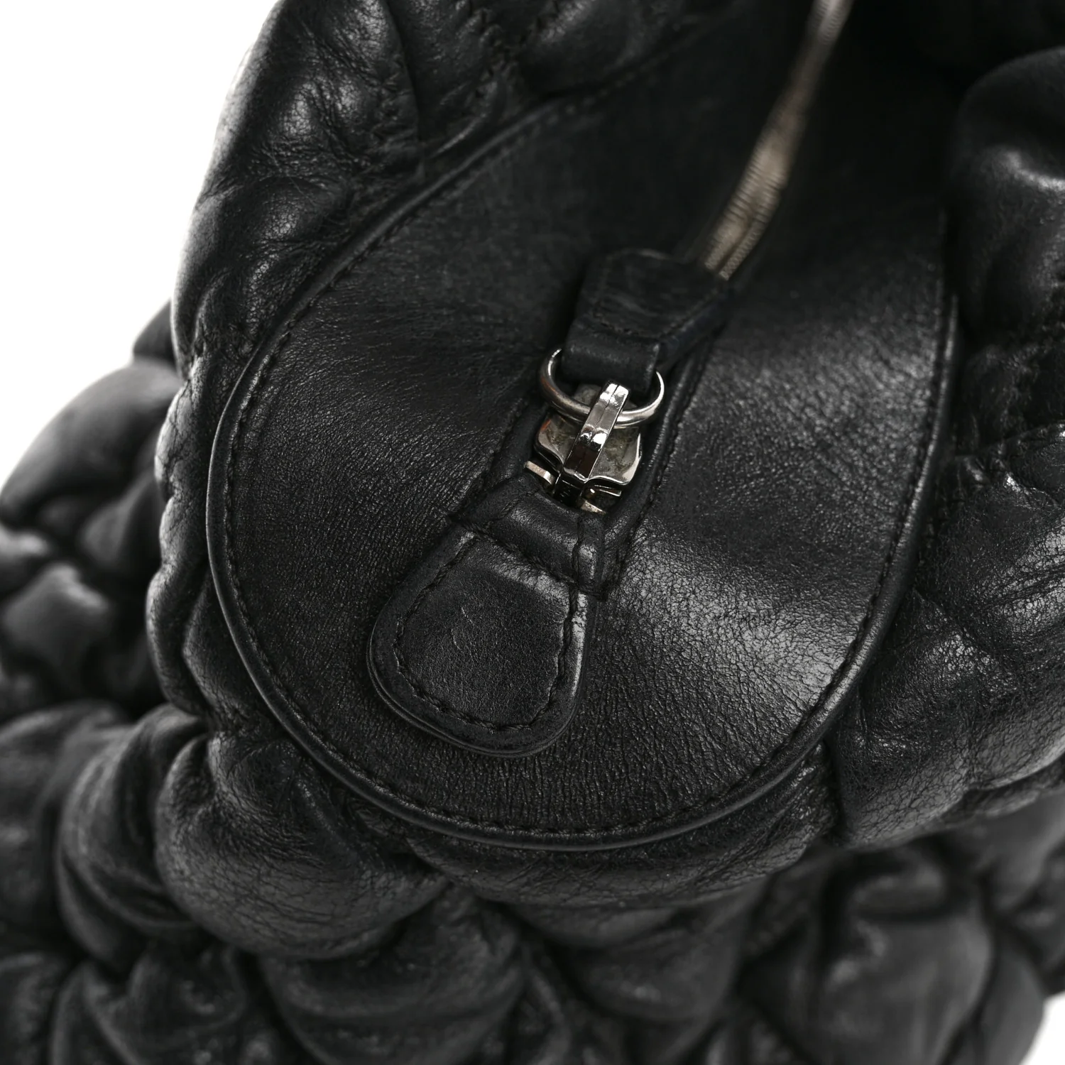 Calfskin Bubble Quilt Bowler Black