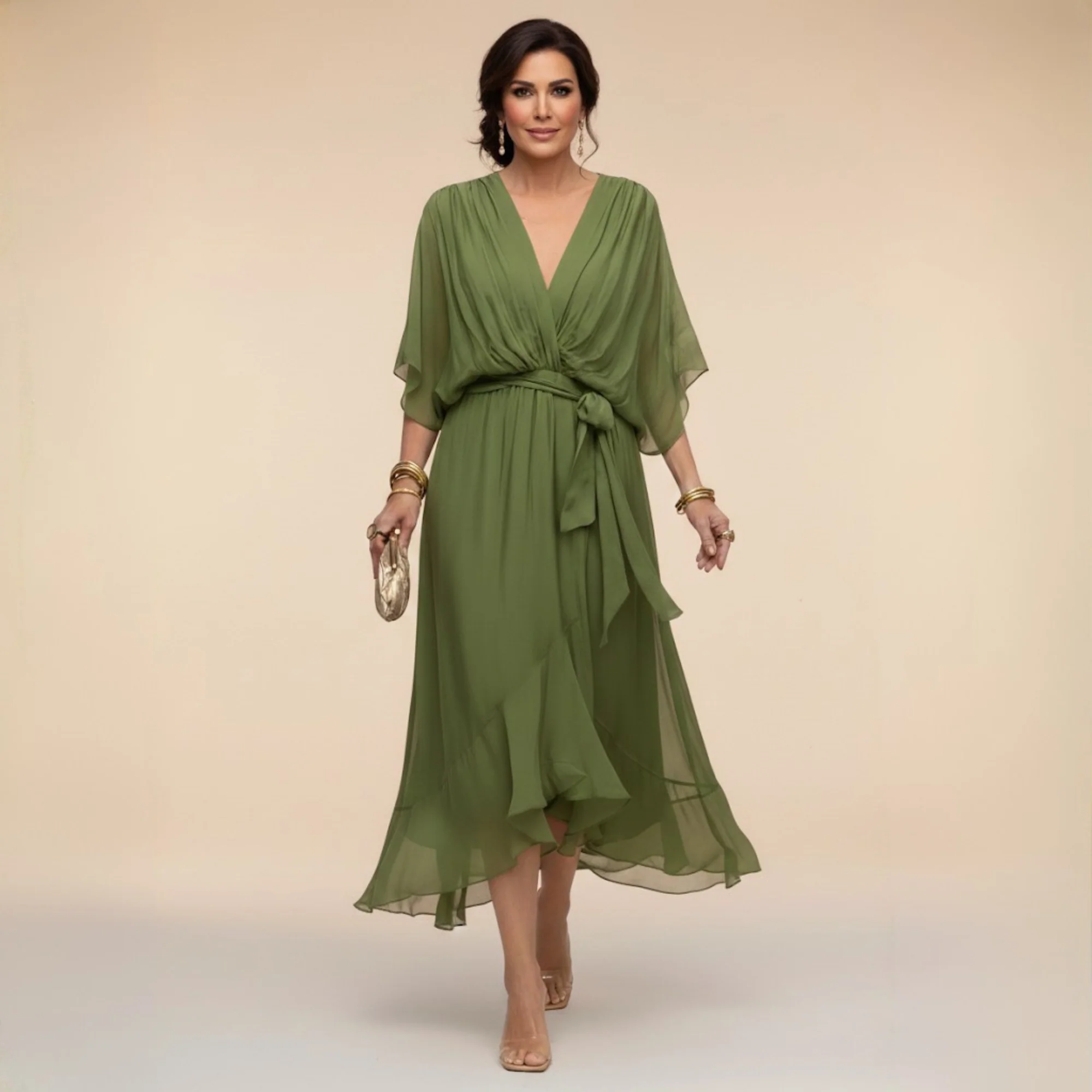 MARTA™ | ROBE EN CHIFFON AVEC DÉCOLLETÉ EN V
