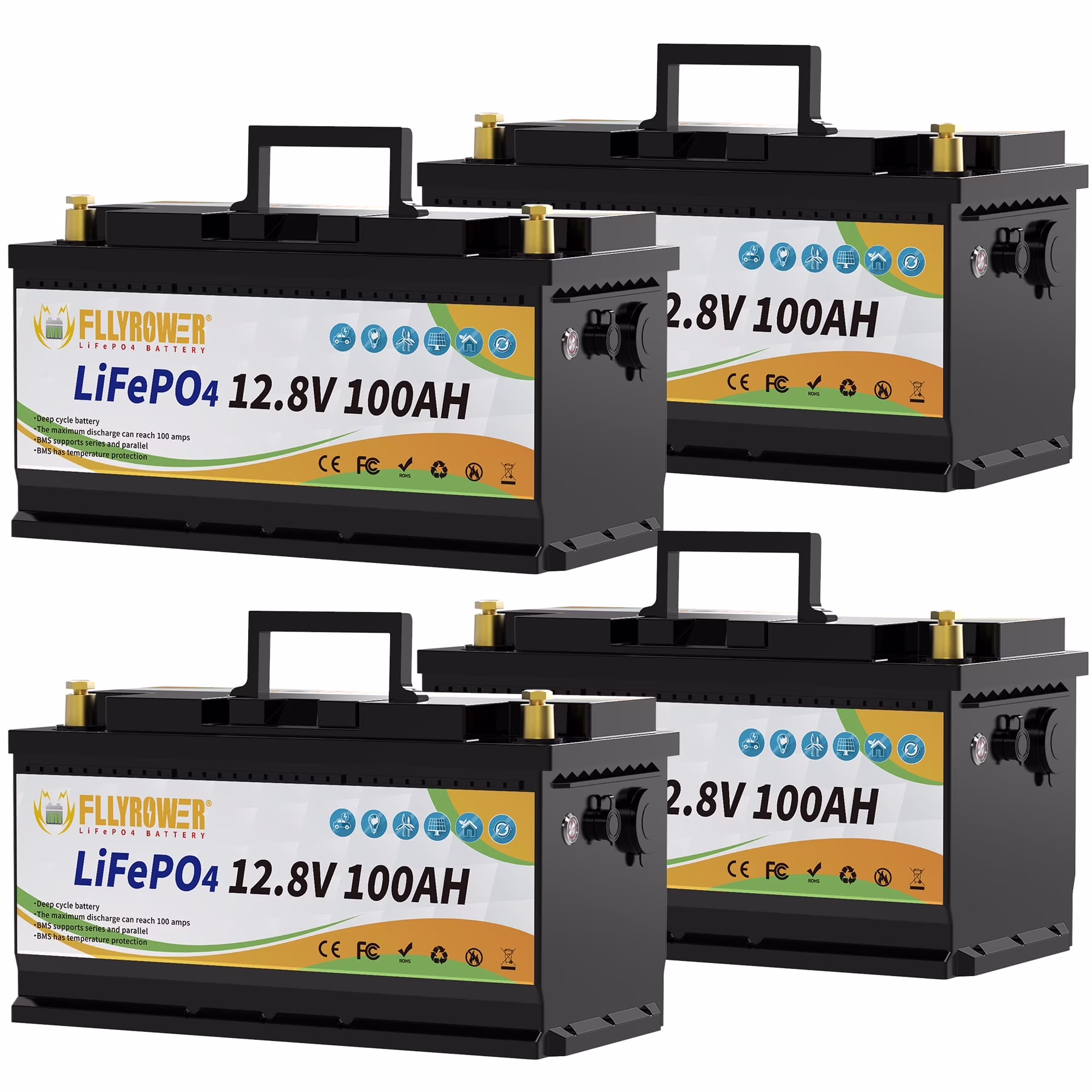 12V 100Ah LiFePO4 Lithium Battery with a Charger,for RV,Marine,Solar,Trolling Motor,Camping,Home Energy Storage,Built in 100A BMS,15000+Deep Cycles(1) - Image 3