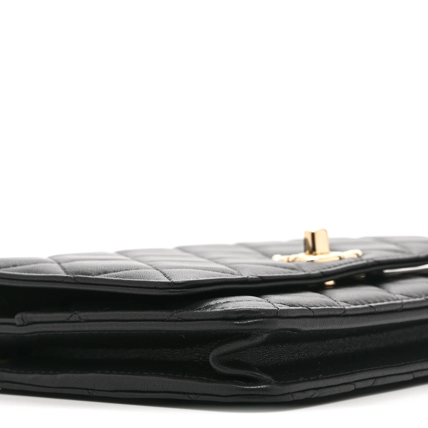 Lambskin Quilted Trendy CC Wallet On Chain WOC Black