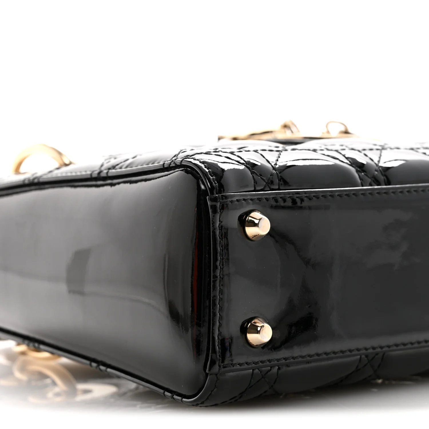 Patent Cannage Mini Lady Dior Black