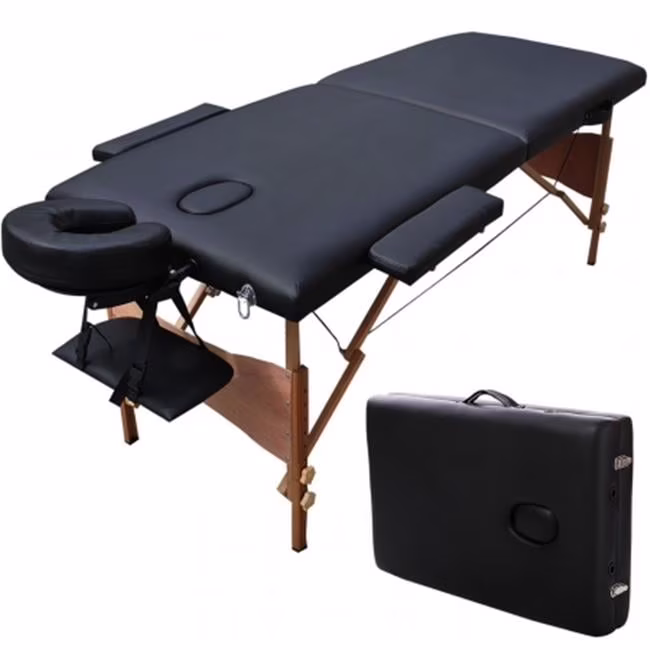84 In. Massage Table Portable Facial Spa Bed Tattoo with Free Carry Case, Black