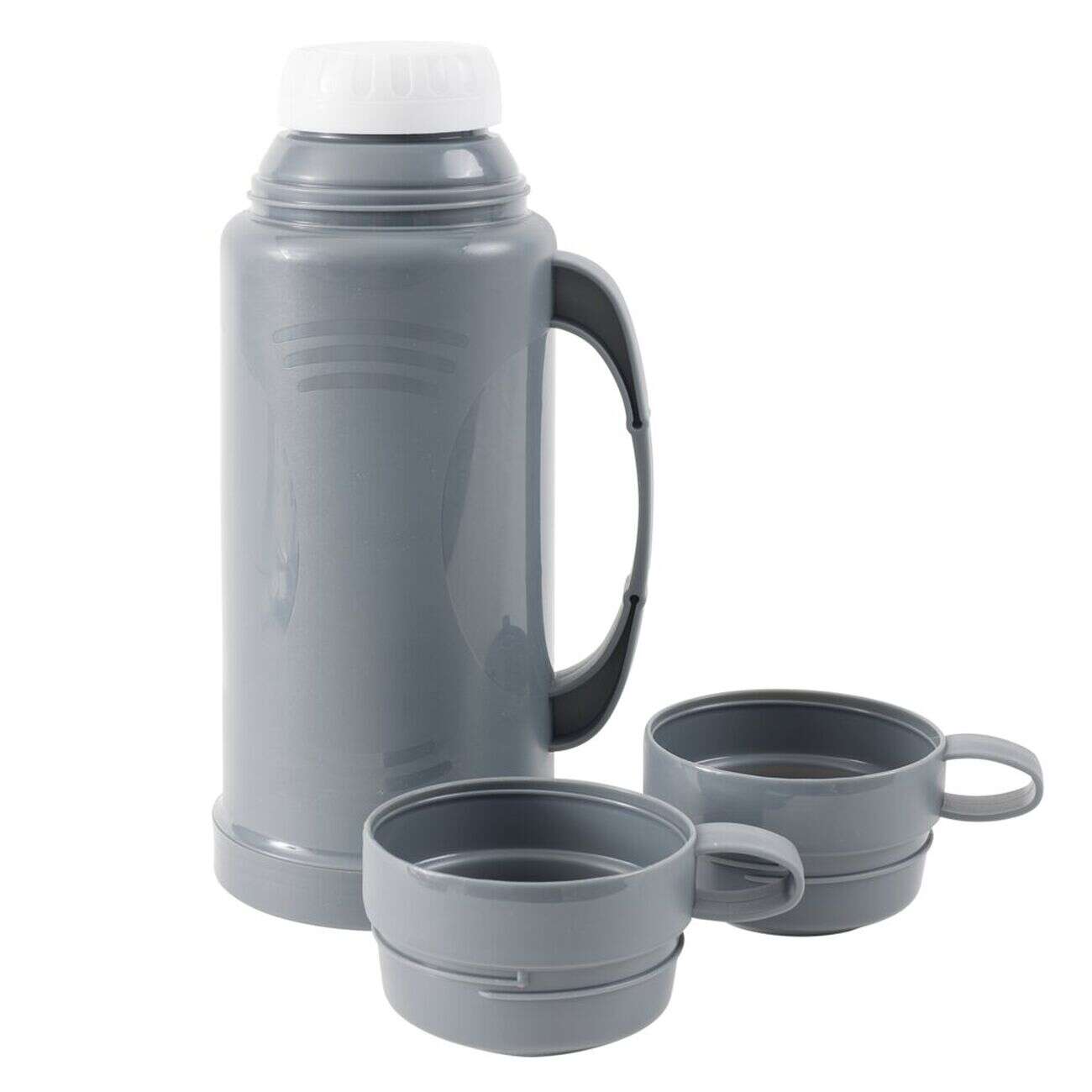 Bouteille thermos 1L avec 2 tasses intégrées gris foncé Ø11xH31,5cm