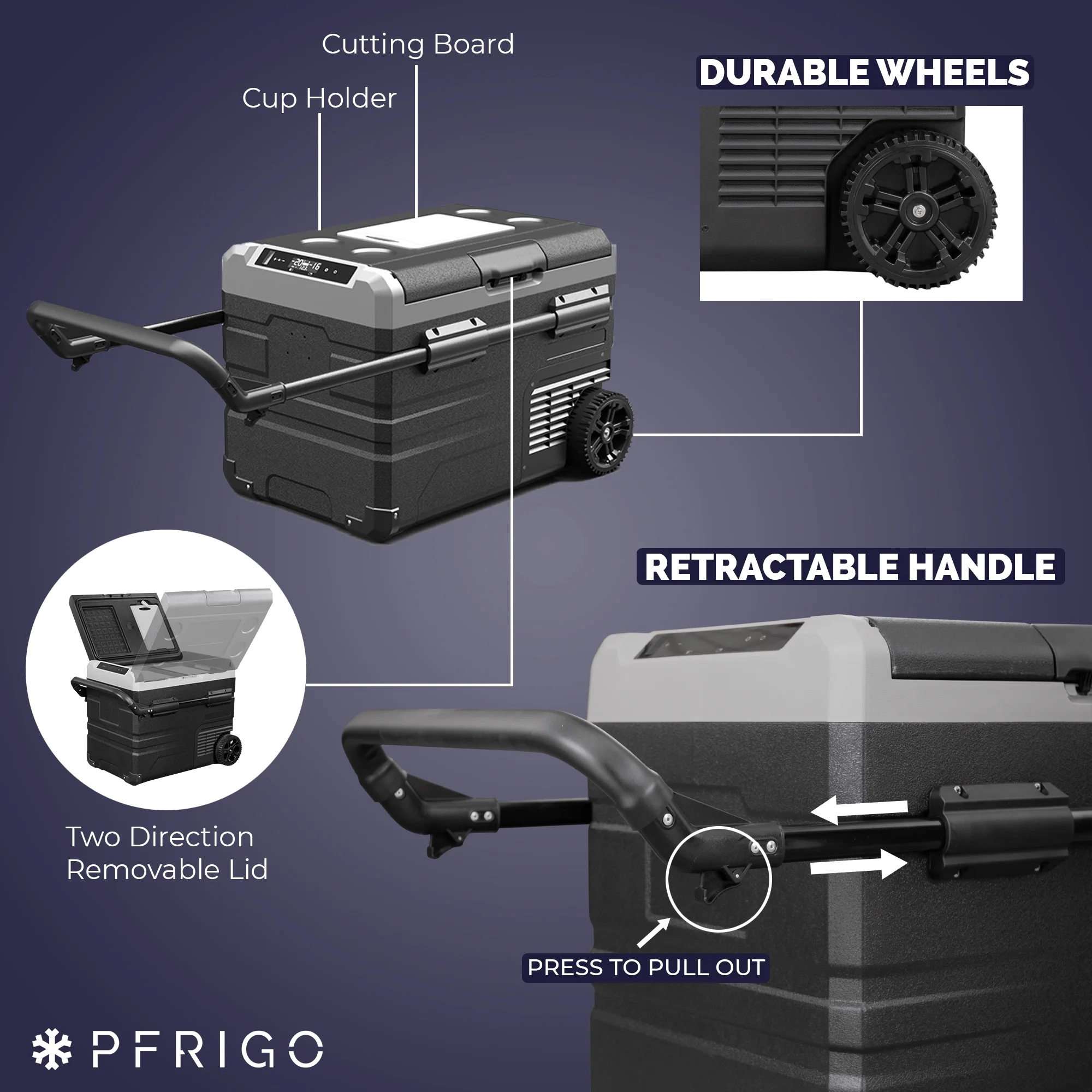 48 Qt Portable 12v Rolling Cooler with LED Touch Panel, Black(45 Liters (48 Quart)) Image 10