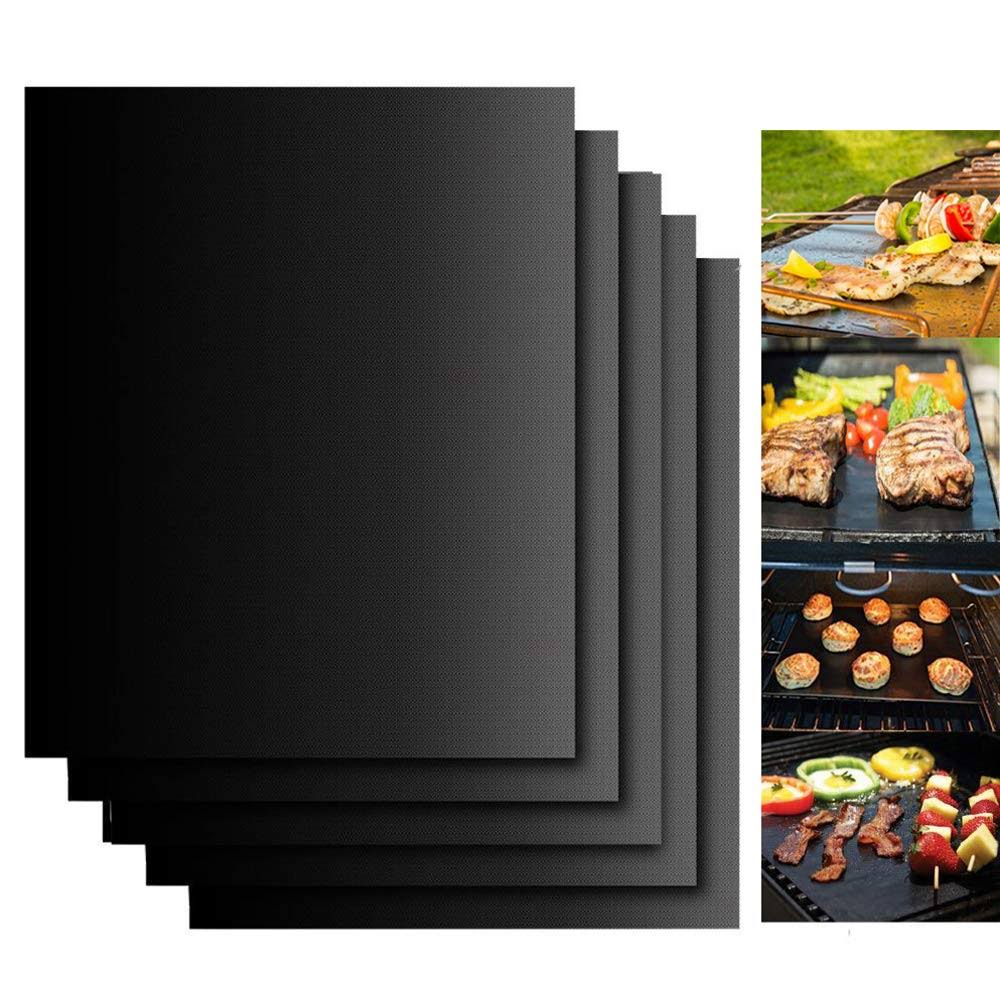Grill Mats for Outdoor Grill, Dailyart Grill Mats Non Stick Set of 5 BBQ Grill Mat Baking Mats Teflon BBQ Accessories Grill Tools Reusable,Works On
