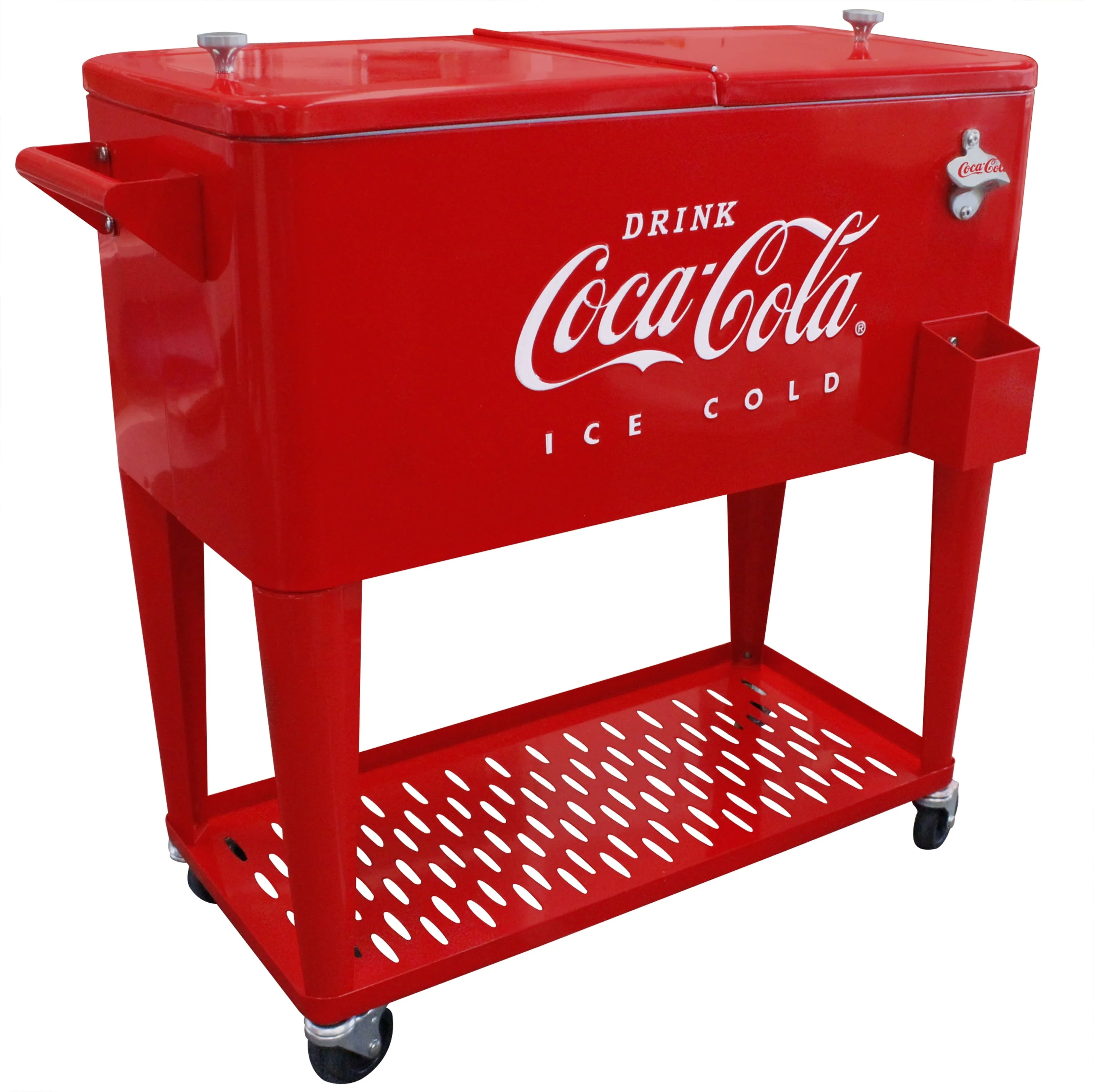 Leigh Country CP 98126 Metal 80 Qt. Coca - Cola Outdoor Patio Cooler with Tray - Red