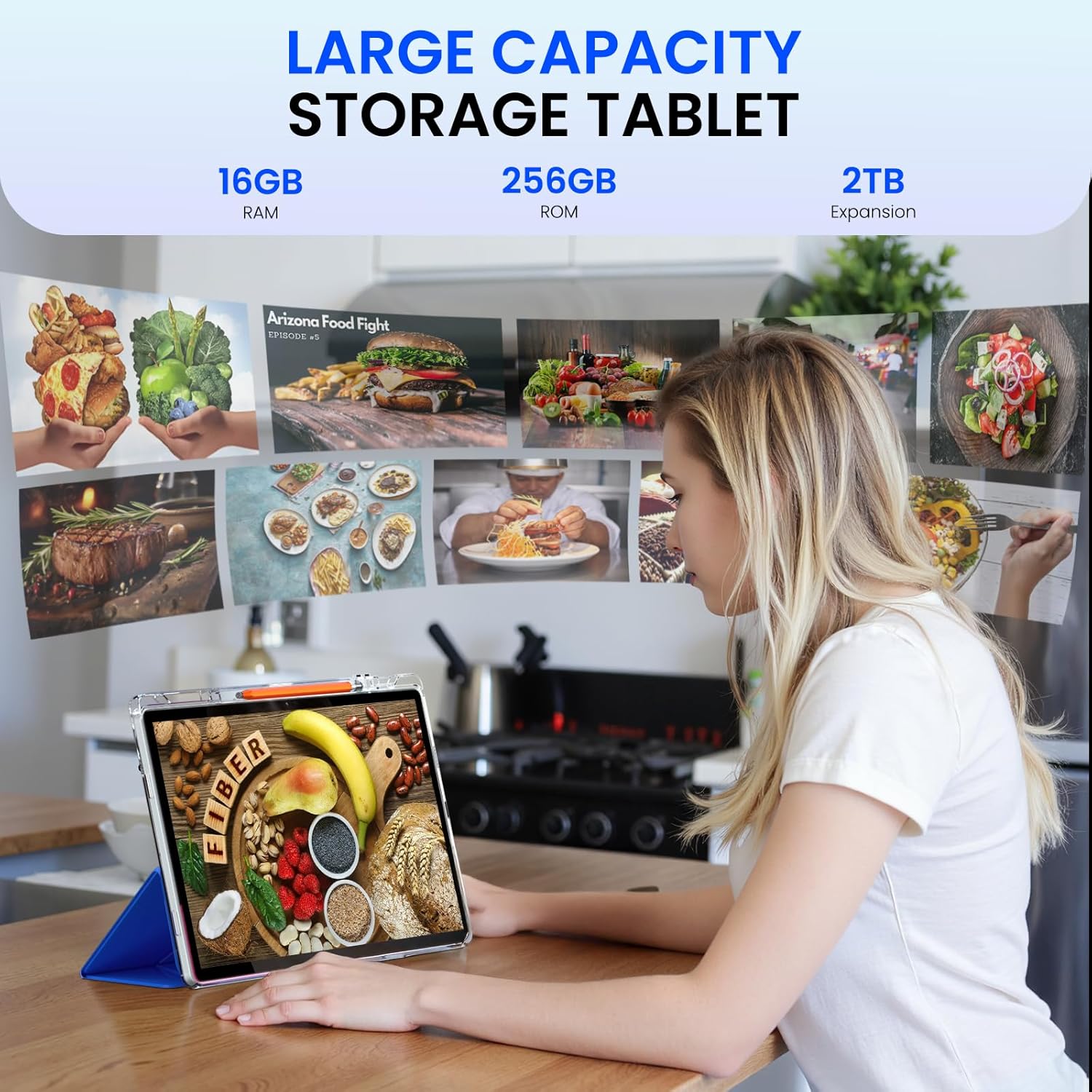 14 inch Large Screen Tablet  Android 15 Tablet 16GB RAM 256GB ROM  1920 * 1200 IPS FHD Display  Widevine L1  10000mAh 18W Charging  Wi-Fi & Bluetooth  4G LTE  with Stand Case & Stylus
