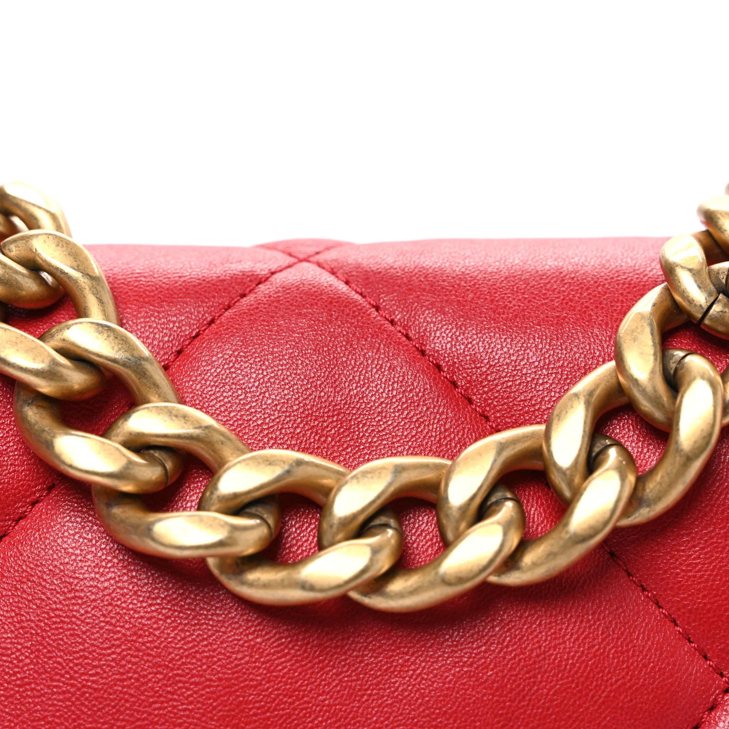 Lambskin Quilted Medium Chanel 19 Flap Red