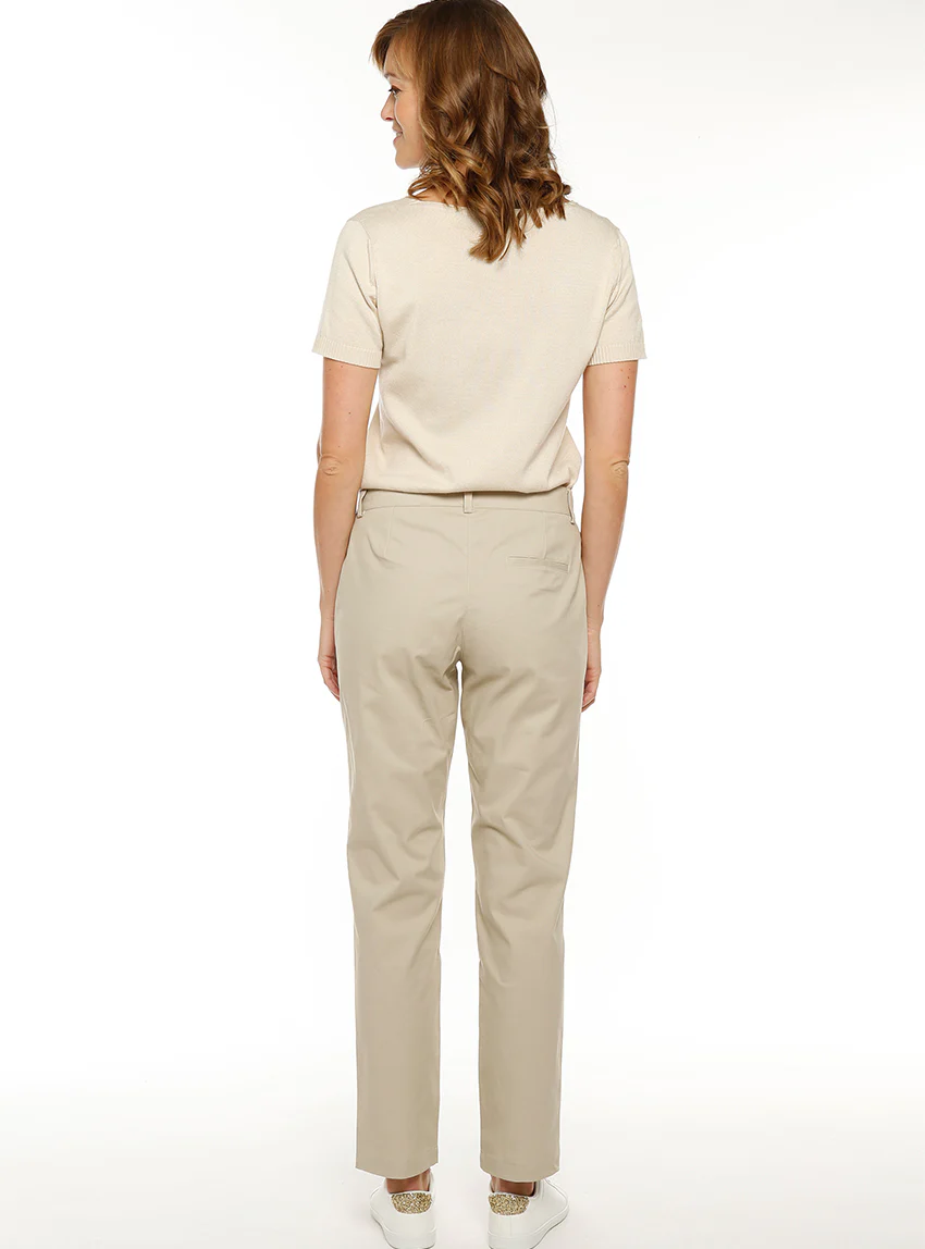 Pantalon chino femme coton beige clair