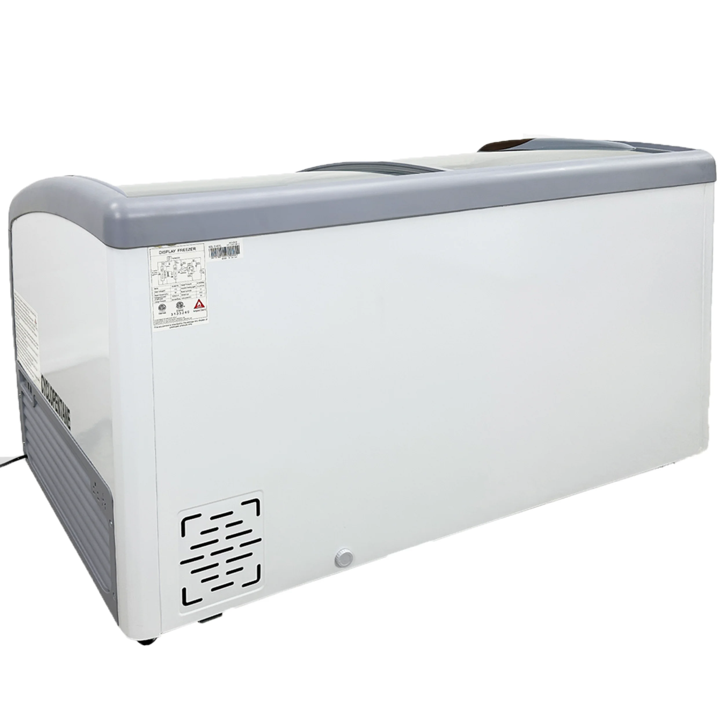 NSF 60 in. W 11.7 Cu. ft. Commercial Freezer, Curved Glass Door Display Chest Freezer in White - Image 4
