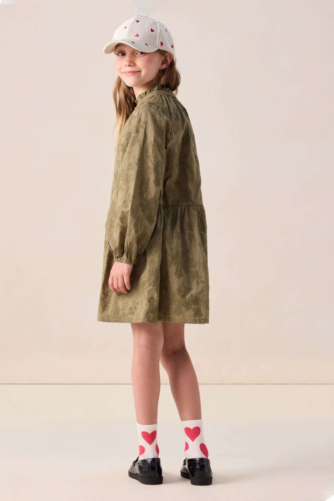 Donkergroene jurk met embroidery