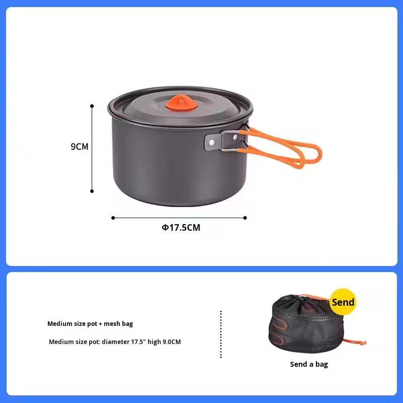 Camping Cookware Outdoor Kettle Cooking Pot Equipment Portable Field Camping Tableware Set
