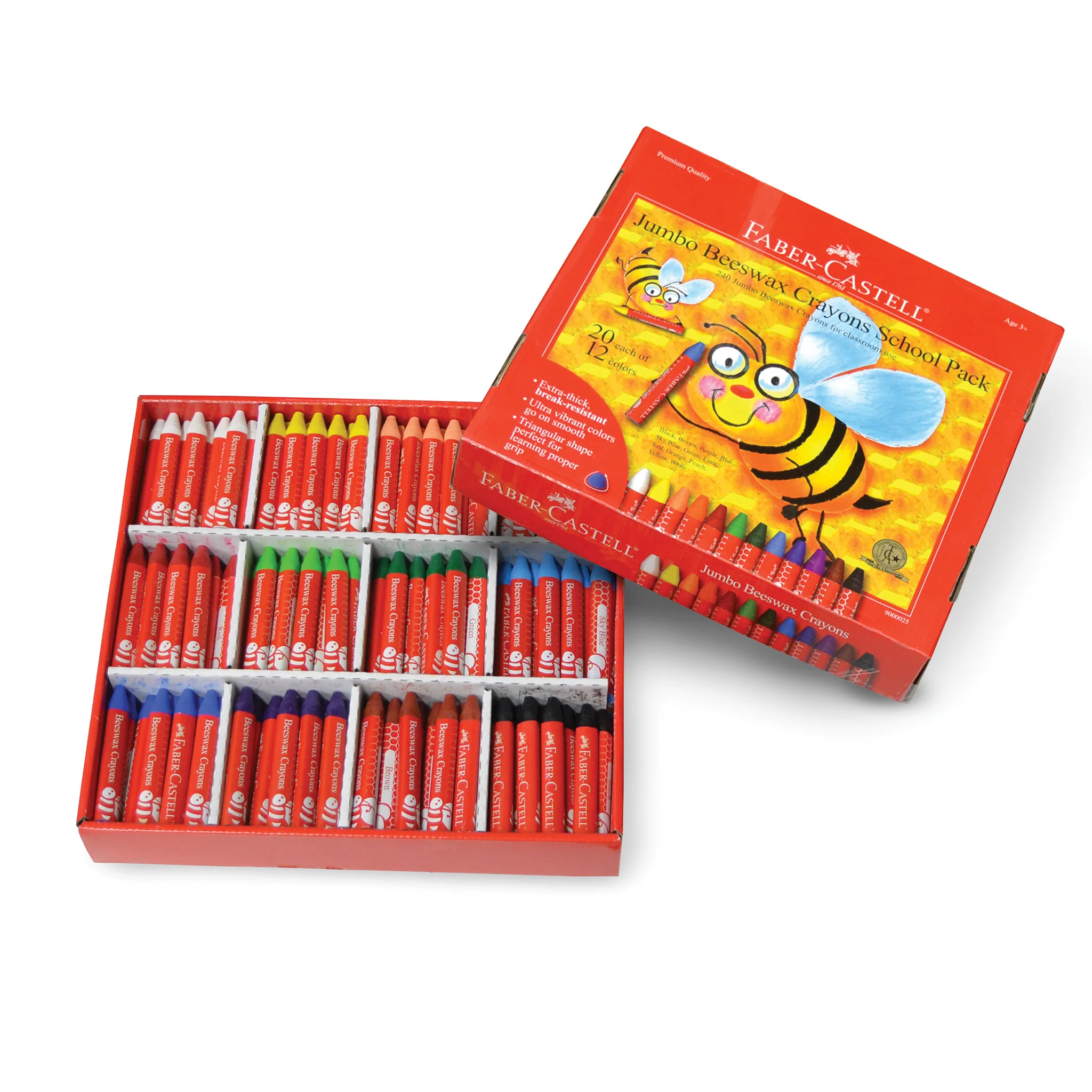 Lot scolaire de crayons de cire d'abeille géants