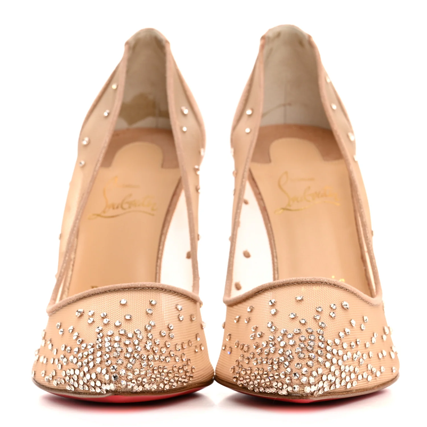 Suede Lame Crystal Strass Follies 100 Pumps  38.5 Light Silk
