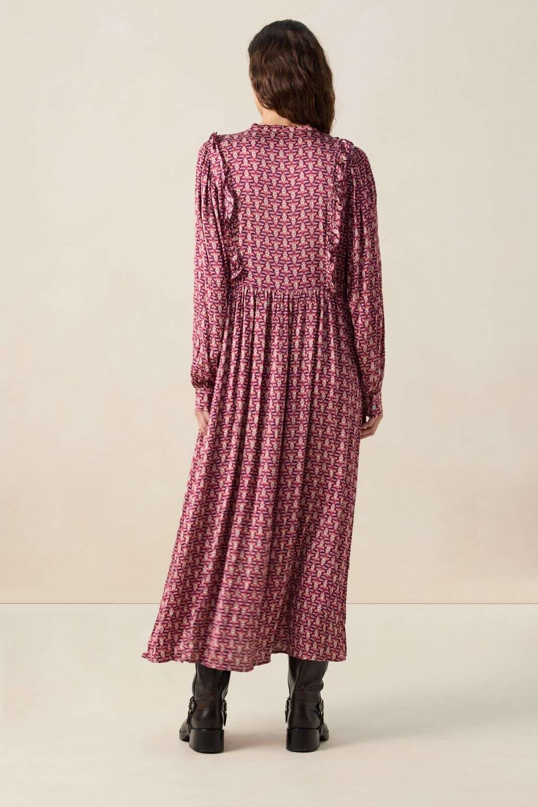 Donkerrode jurk met print