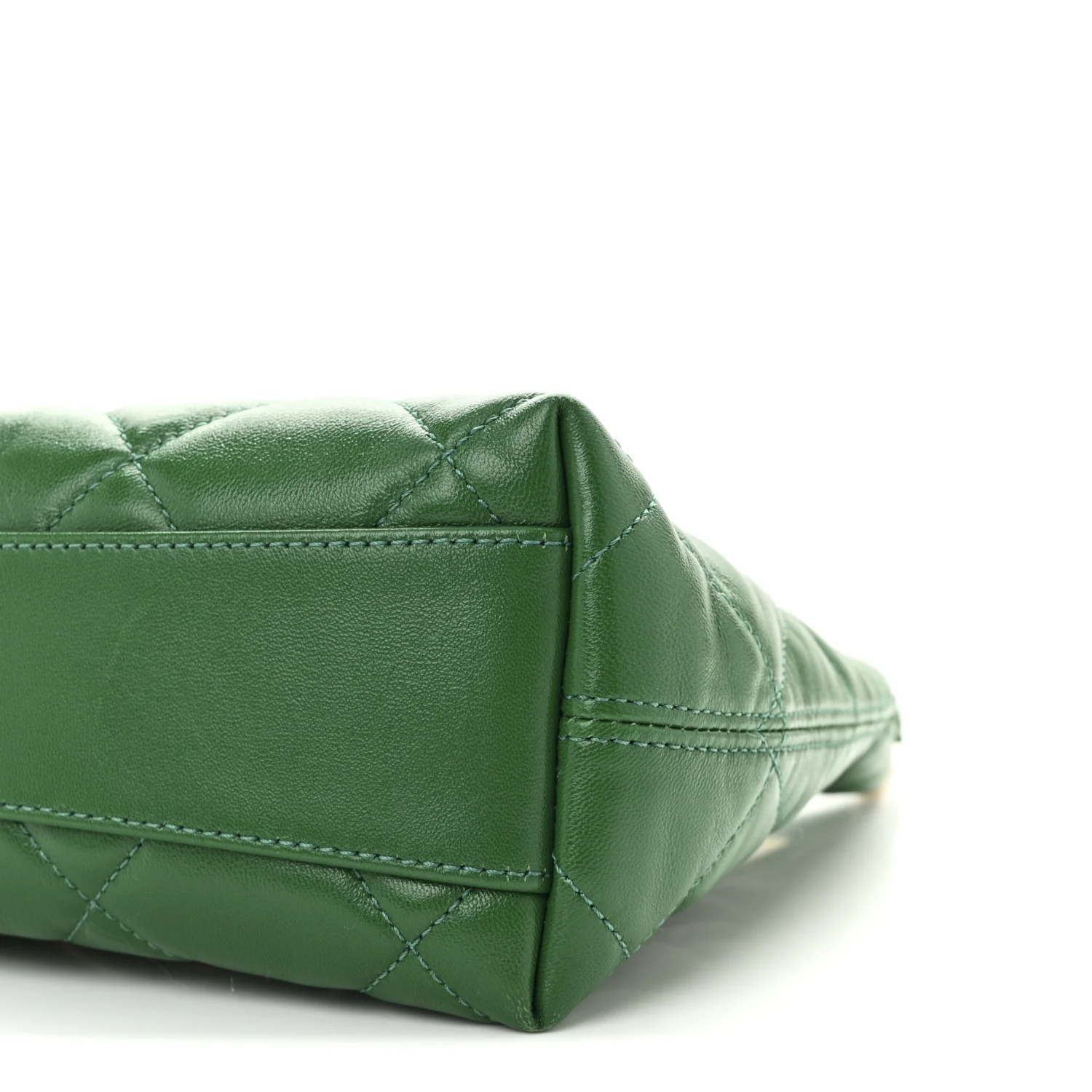 Shiny Crumpled Lambskin Quilted Small CC Funky Town Hobo Green