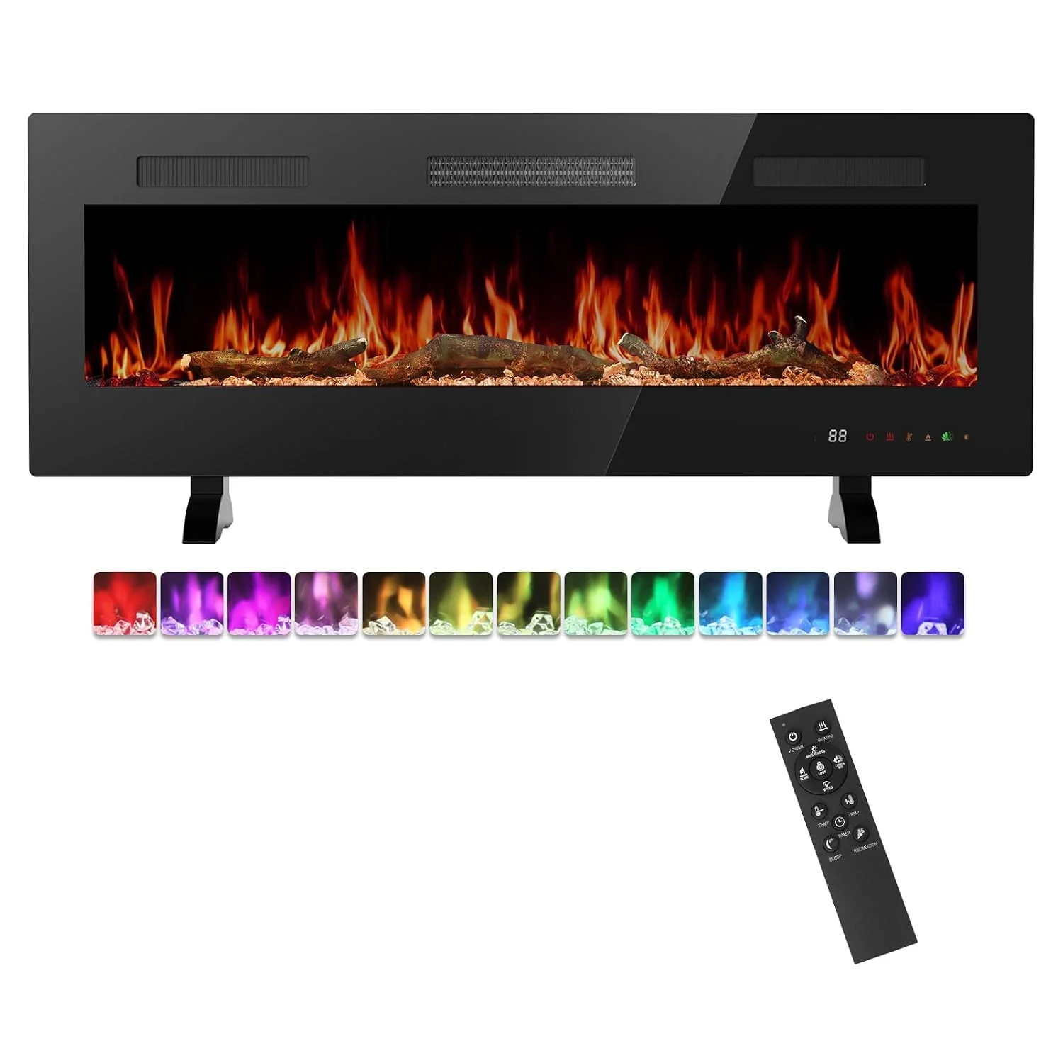 OLIXIS 50 Inch Electric Fireplace Heater, Mounted/Free Standing/Recessed