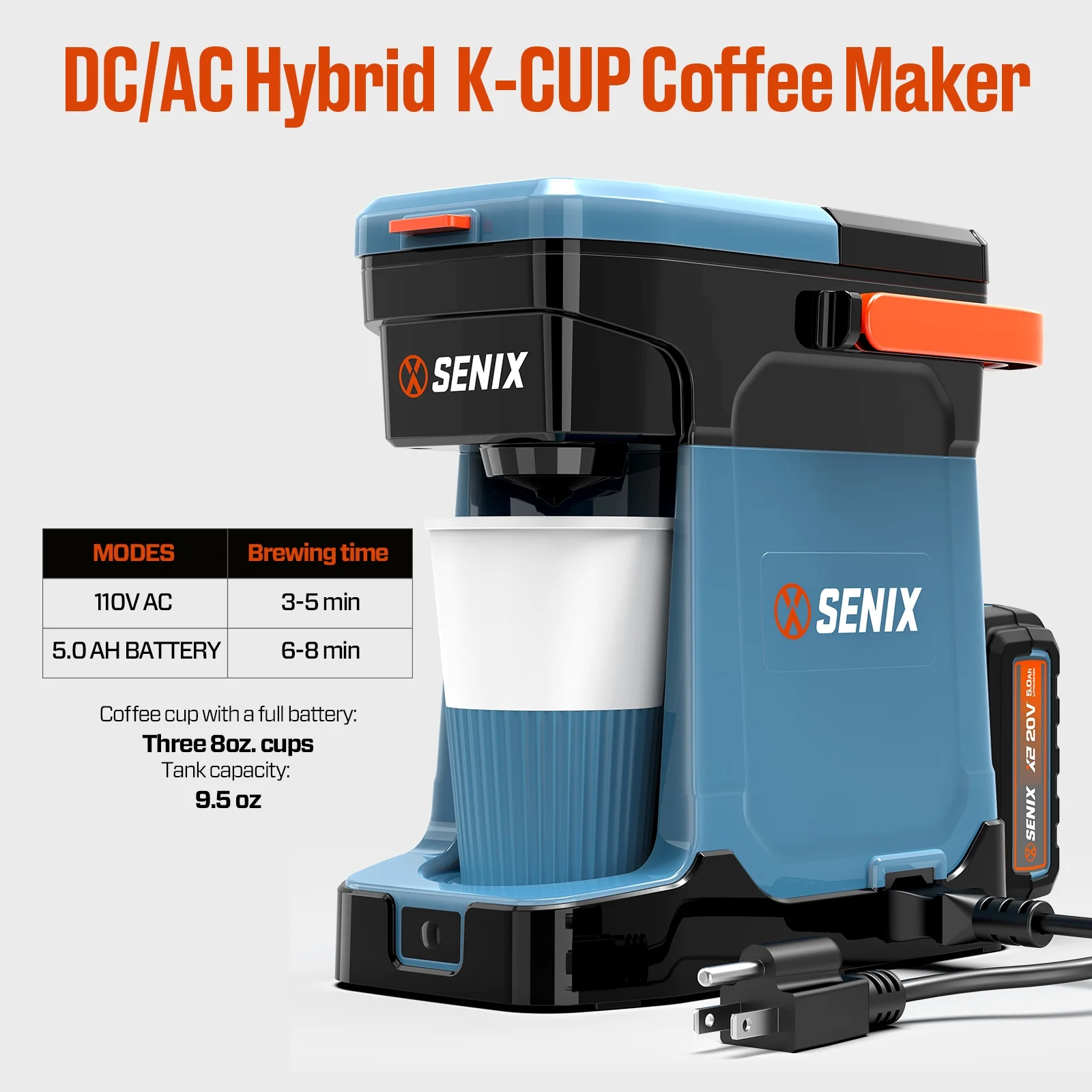 Single Serve Coffee Maker, Plug-in Battery Coffee Machine, 8oz, Compatible with K-Cup, Grounds, Pods for Travel, Camping, Outdoor, Home, Job Sites �� Includes Battery Charger - Image 6