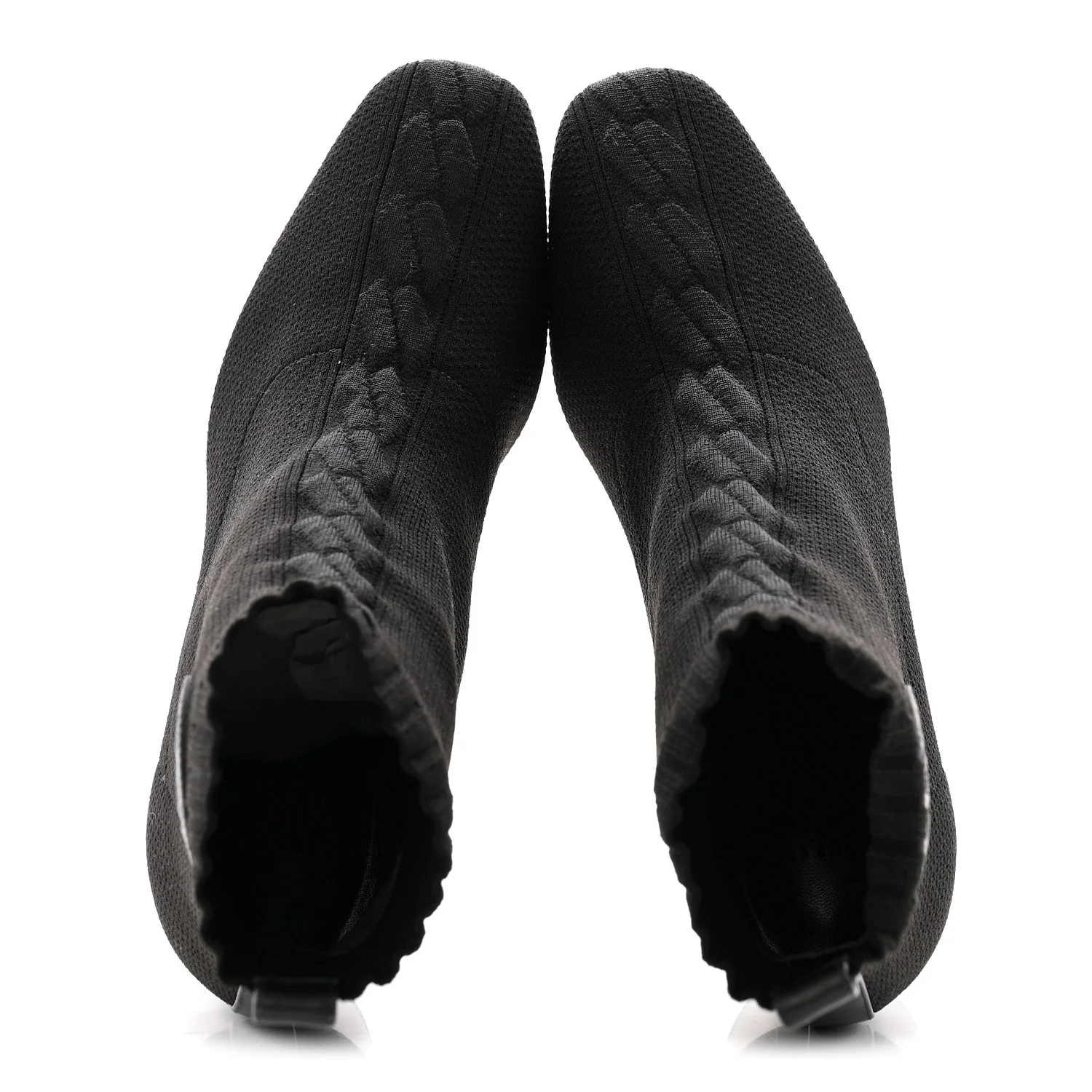 Knit Calfskin Volver 60 Ankle Boots 37 Black