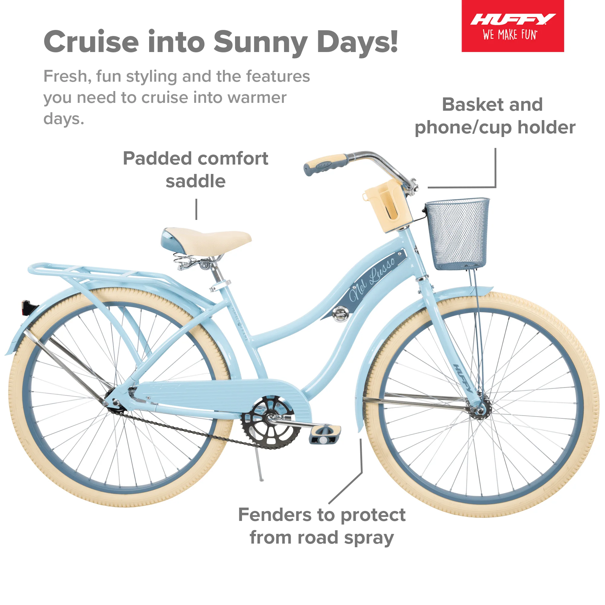 Nel Lusso Classic Cruiser Bike with Perfect Fit Frame, Women'S, Light Blue, 26 in